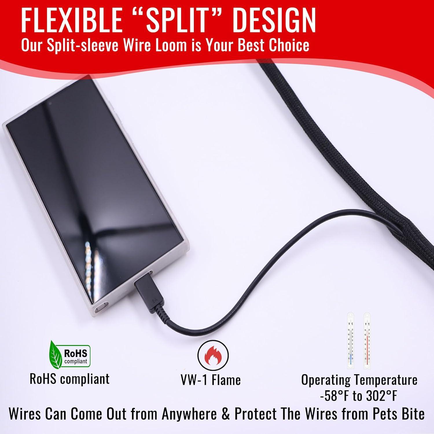 Funda de Cable Trenzado Flauzmann 1.27 cm x 3.05 m Negra