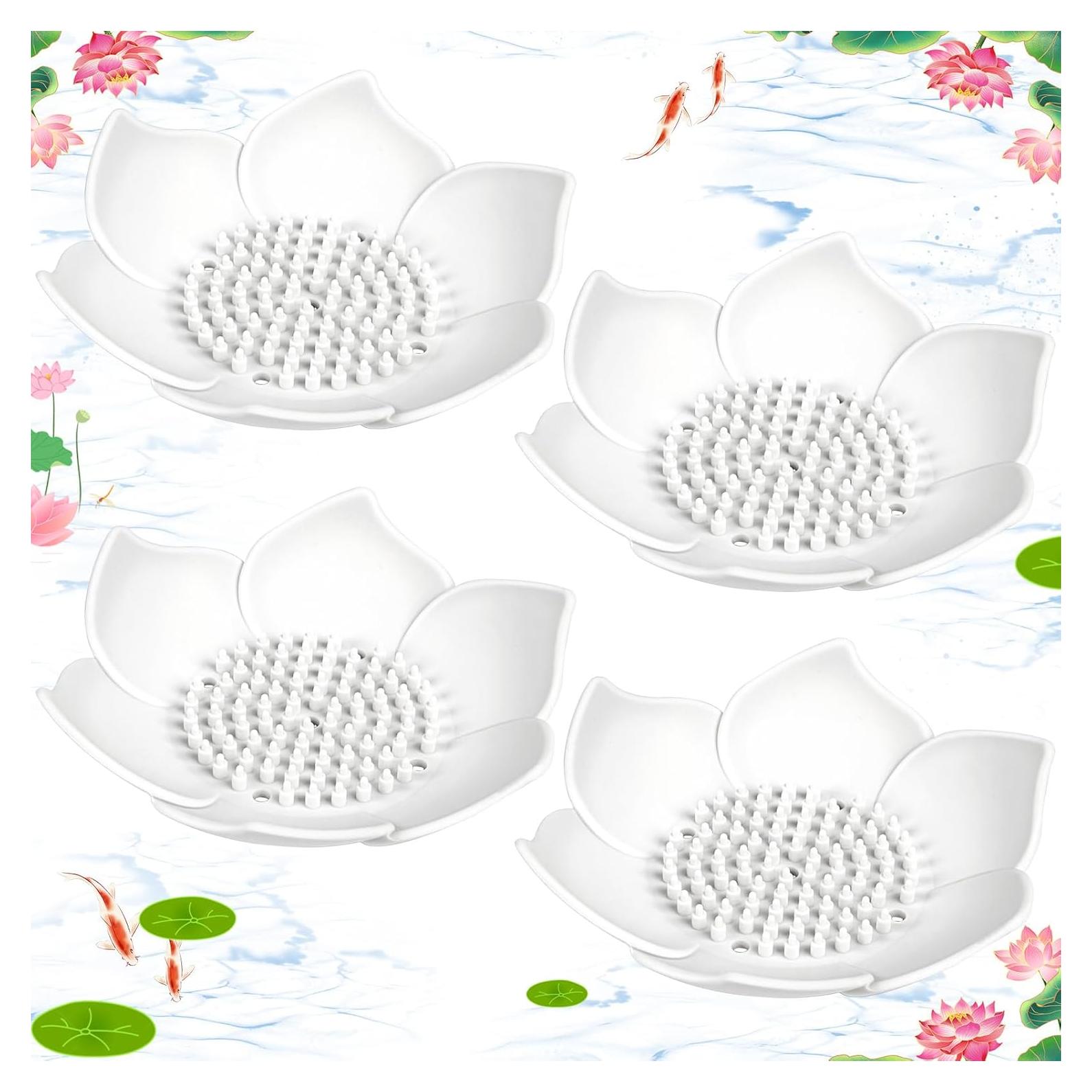 Bandeja de Jabón de Silicona WhistenFla, 4 Piezas Flor de Loto