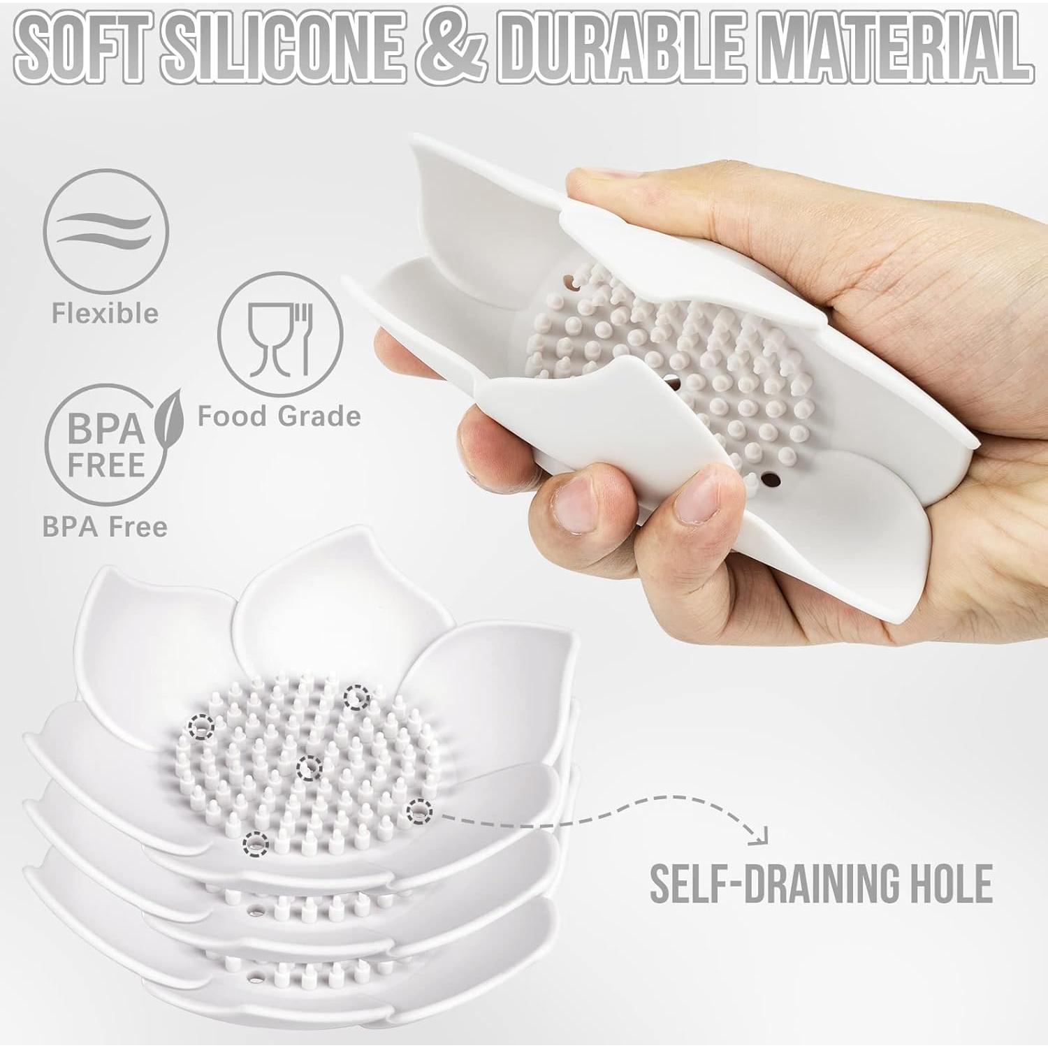 Bandeja de Jabón de Silicona WhistenFla, 4 Piezas Flor de Loto