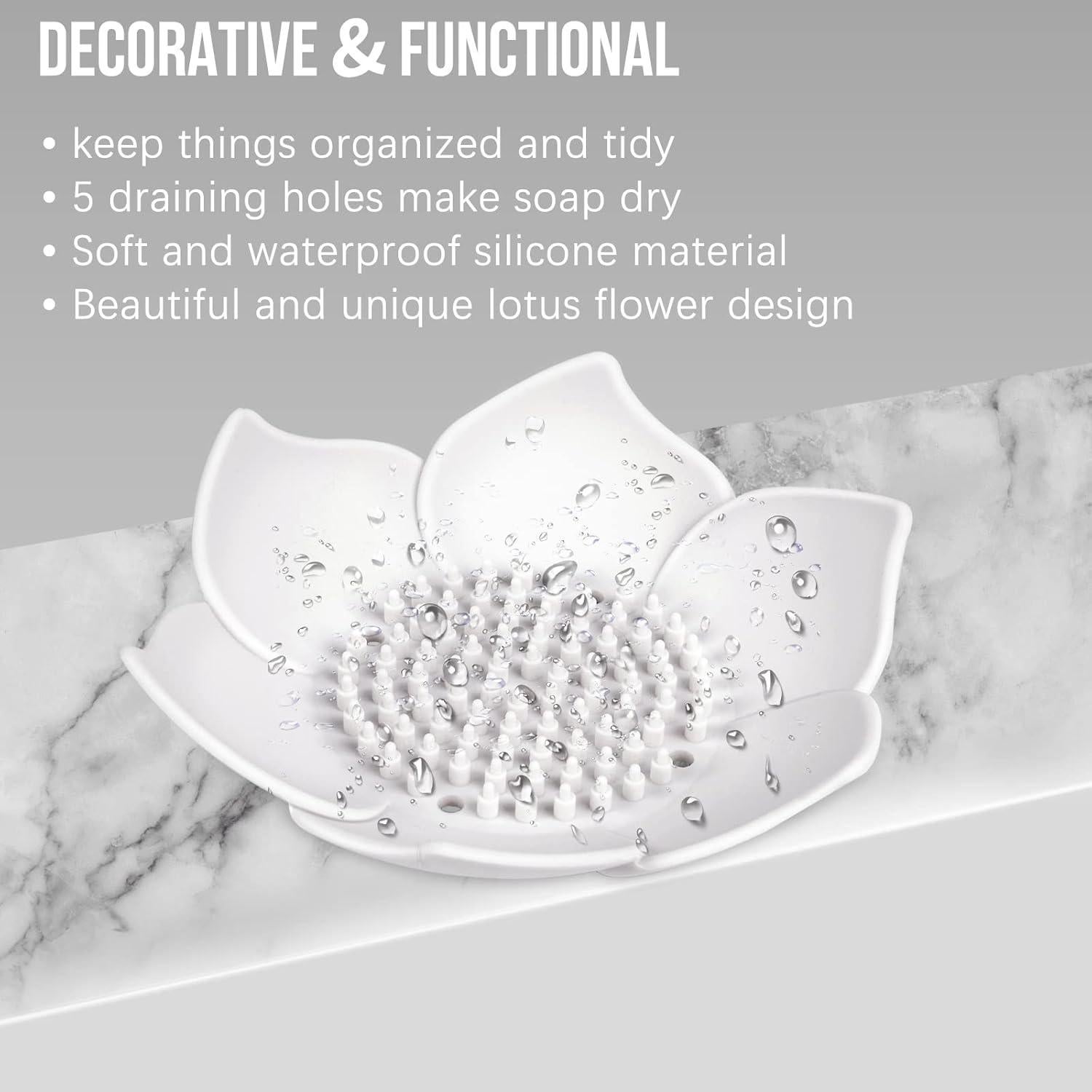 Bandeja de Jabón de Silicona WhistenFla, 4 Piezas Flor de Loto