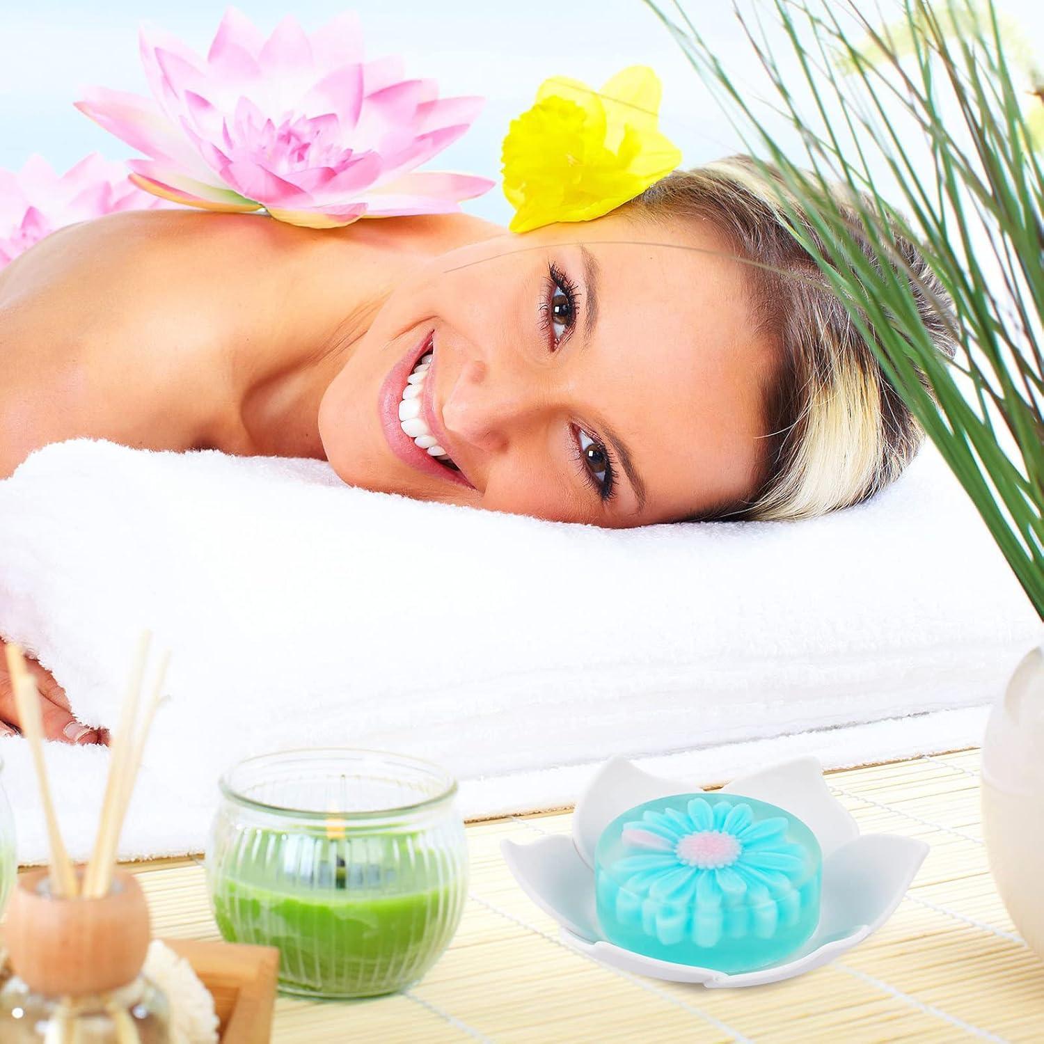 Bandeja de Jabón de Silicona WhistenFla, 4 Piezas Flor de Loto