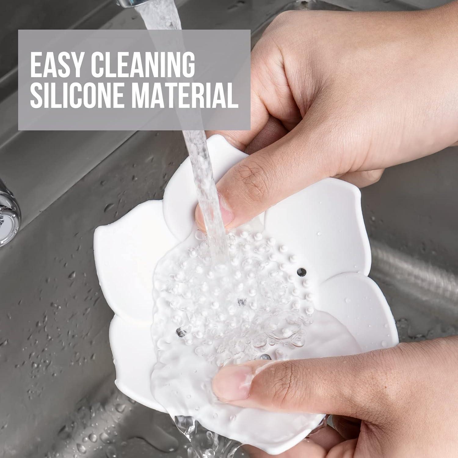 Bandeja de Jabón de Silicona WhistenFla, 4 Piezas Flor de Loto