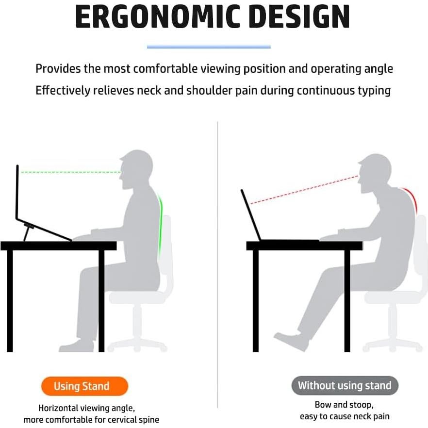 2PCS Zinc Alloy Mini Foldable Laptop Stand, Portable Computer Keyboard Riser with 2 Adjustable Angles, Self-Adhesive Invisible Notebook Stand and Keyboard Lift for Desk (Black)