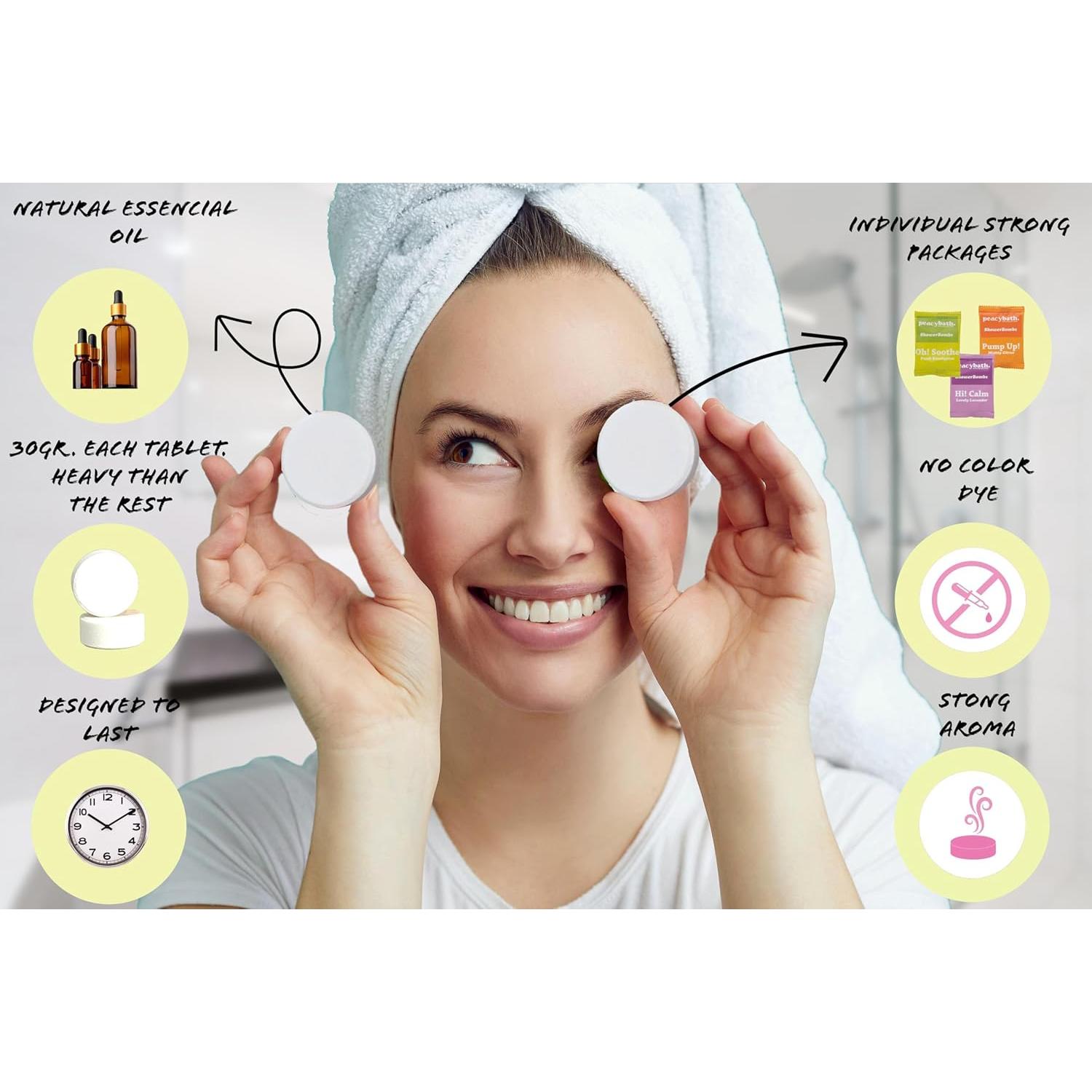 Pastillas de Vapor de Ducha Eucalipto PeacyBath - 24 Unidades