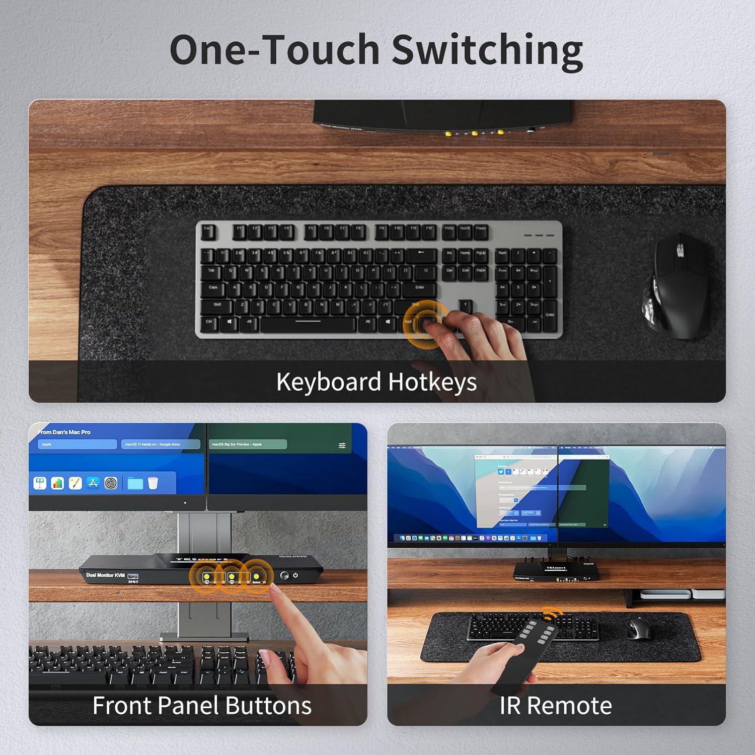 Interruptor KVM TESmart HDMI 2 Monitores 2 PCs 4K 60Hz