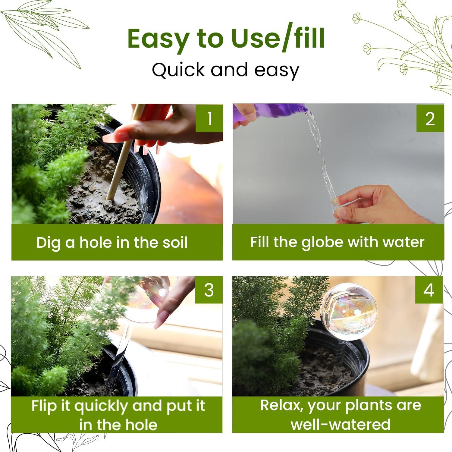 Esferas de Riego Automático de Vidrio Iridiscentes 2 Pcs