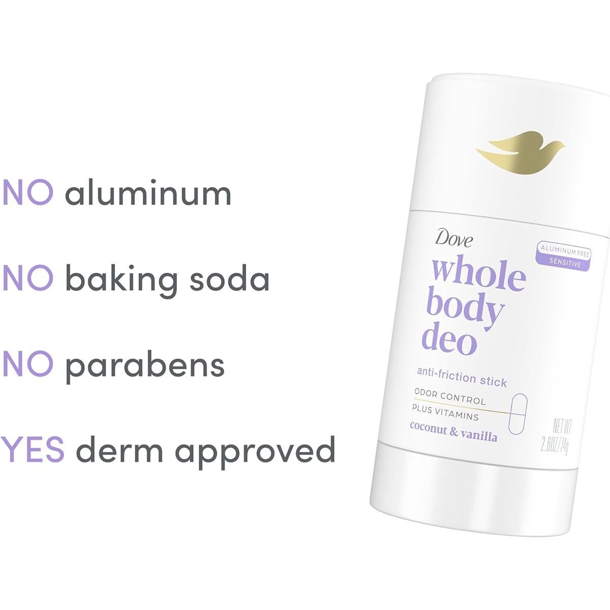 Dove Desodorante Corporal Anti-Fricción Coco y Vainilla 73.71 g