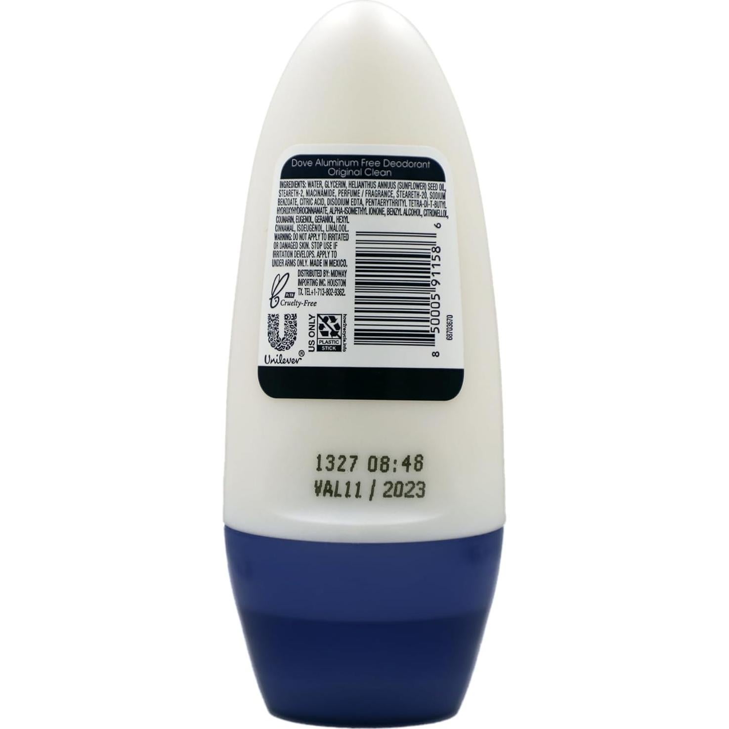 Desodorante Roll On Dove Original Clean 4x50ml Libre de Aluminio