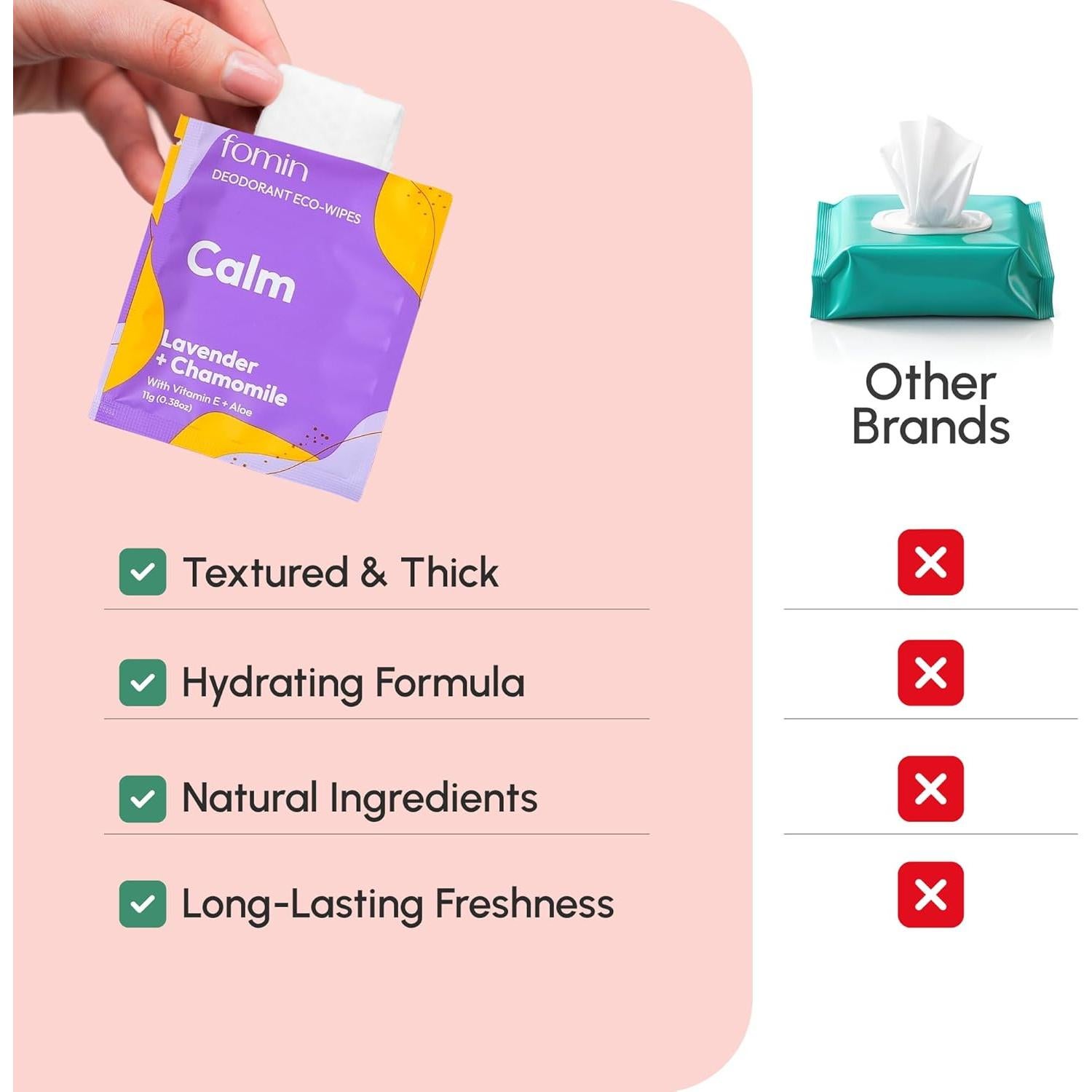 Toallitas Desodorantes FOMIN Mini Biodegradables - 15 Unidades