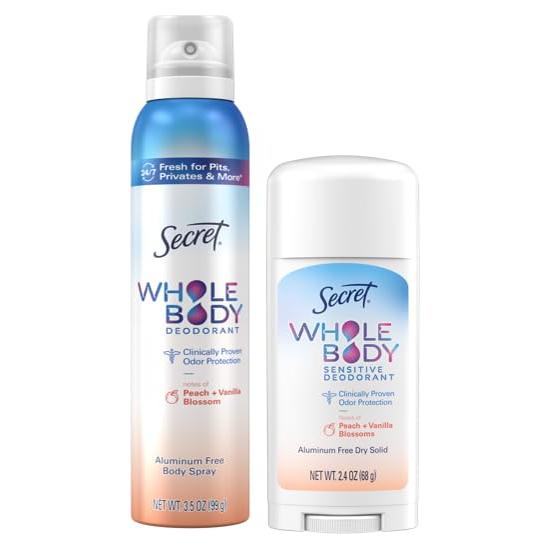 Desodorante Corporal Secreto para Mujeres Stick + Spray 68g + 99g