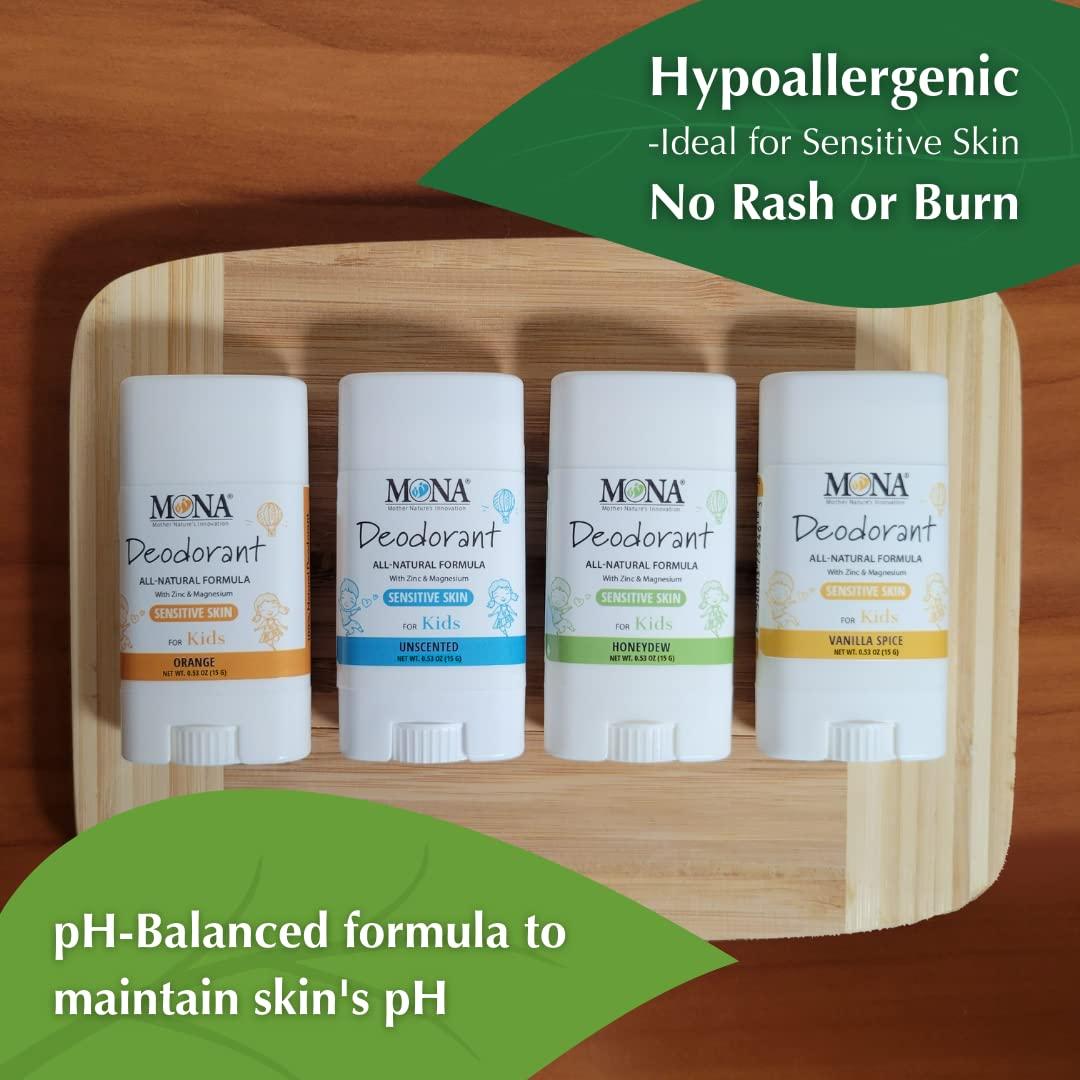 Desodorante Natural para Niños MONA Brands - 4-Pack Viaje 15g