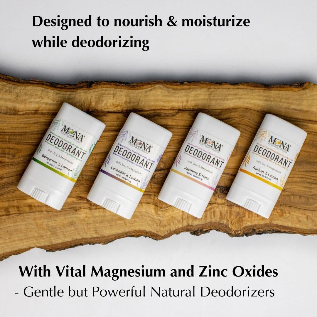 Desodorante Natural MONA para Piel Sensible - Paquete de Viaje 4x15g