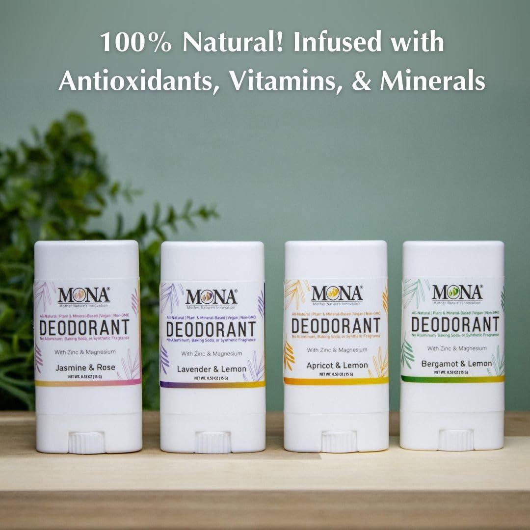 Desodorante Natural MONA para Piel Sensible - Paquete de Viaje 4x15g