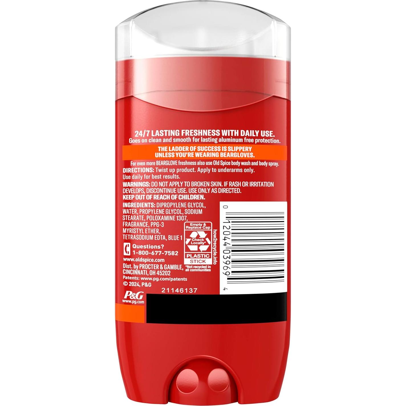 Desodorante Old Spice Bearglove 85 g - Sin Aluminio, 24/7
