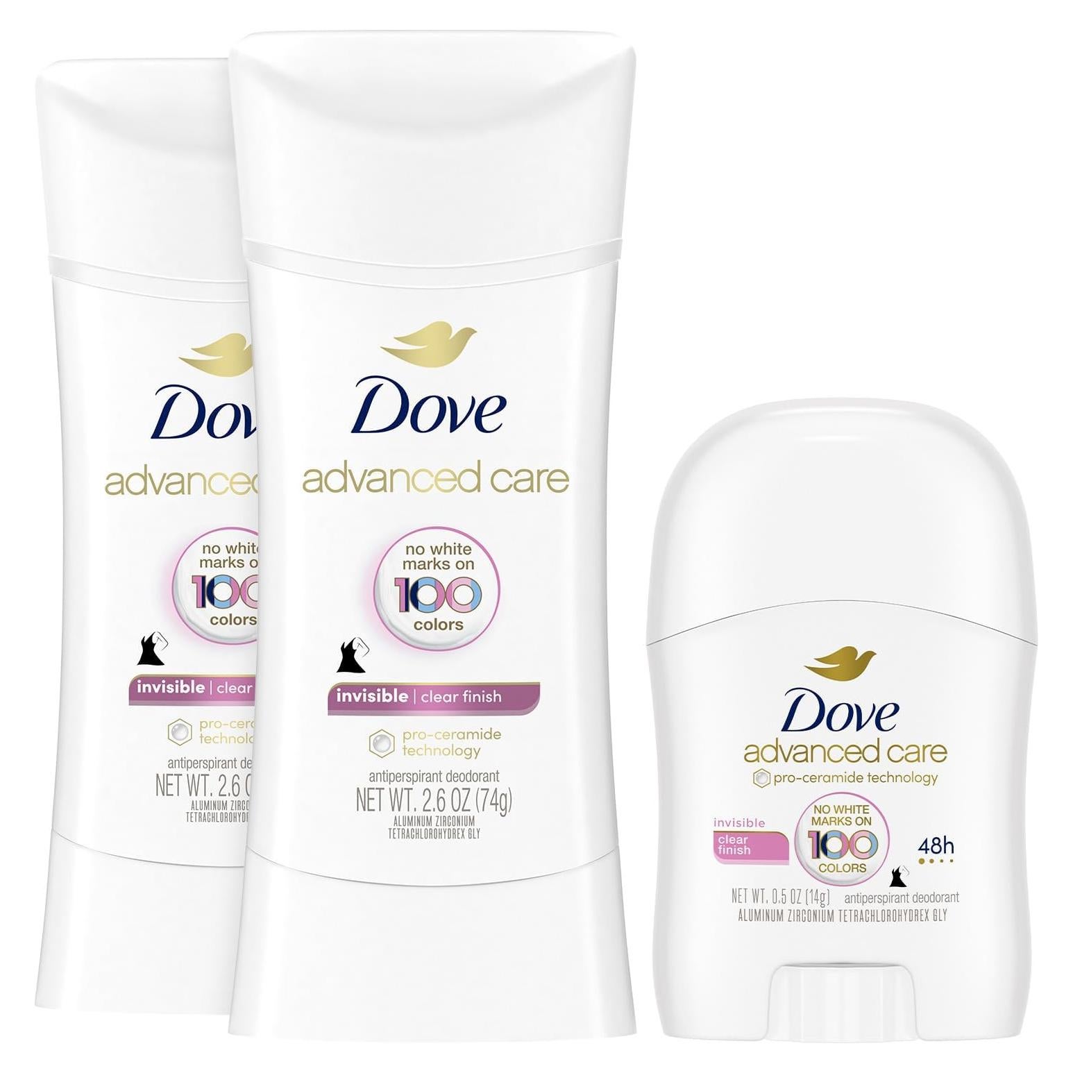 Desodorante Antitranspirante Dove Mujeres 2x73.93g + Viaje 14.17g