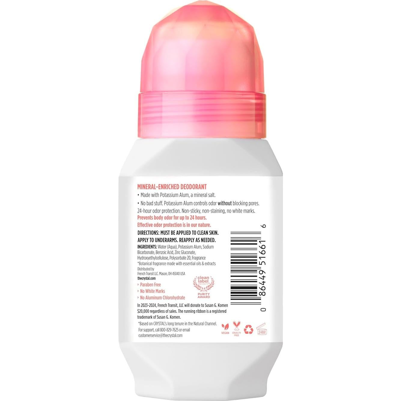 Desodorante Mineral Roll-On Crystal Sin Fragancia 66.5 ml