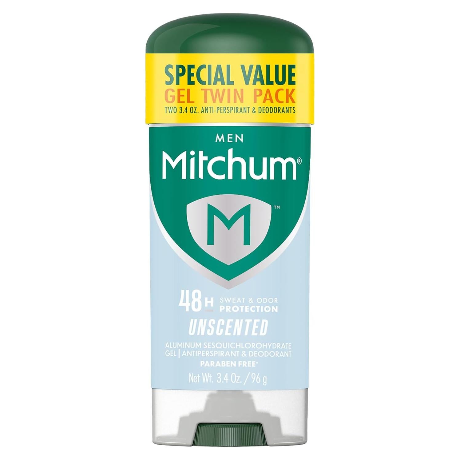 Antitranspirante Gel Mitchum para Hombres 96g Sin Fragancia 2 Pzas