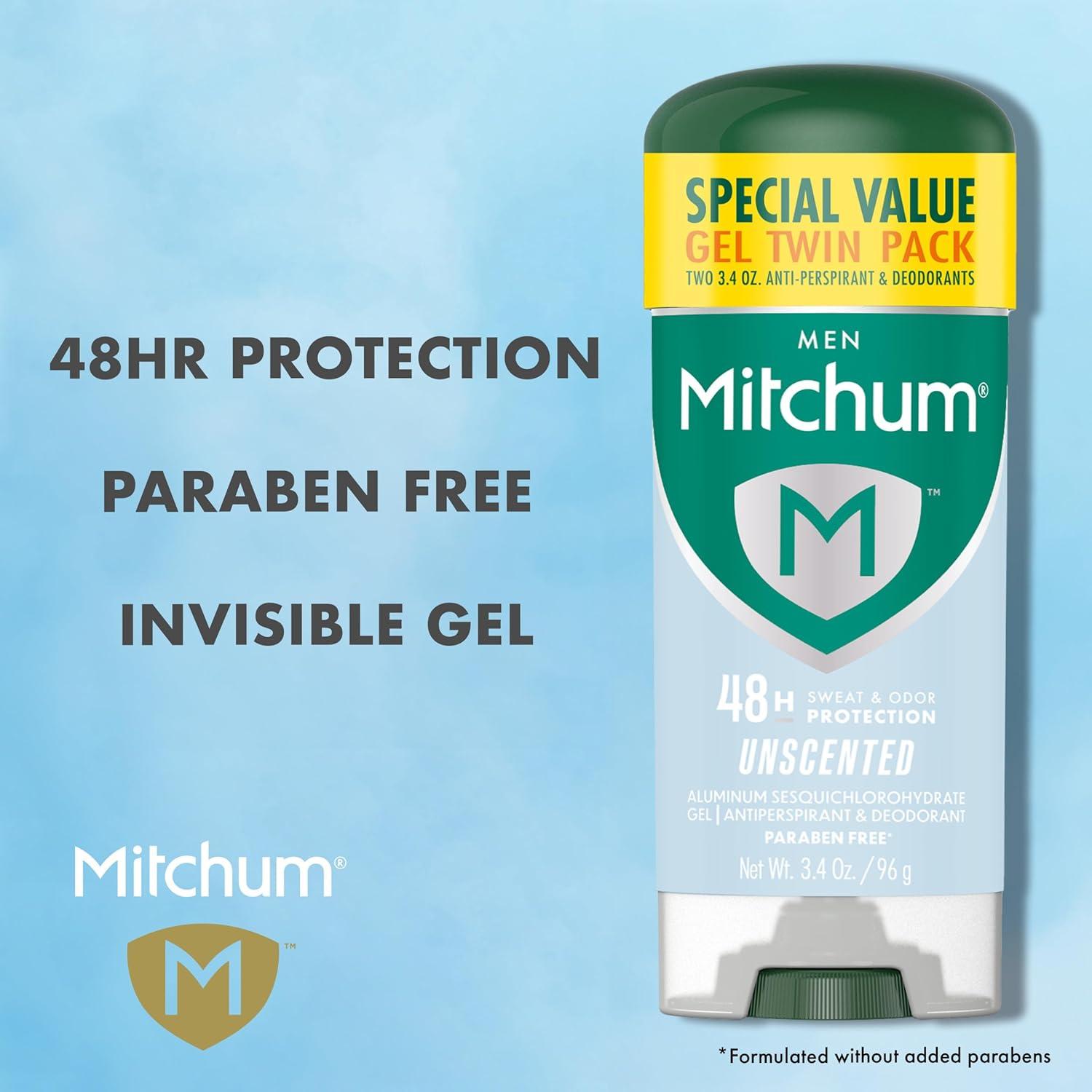 Antitranspirante Gel Mitchum para Hombres 96g Sin Fragancia 2 Pzas