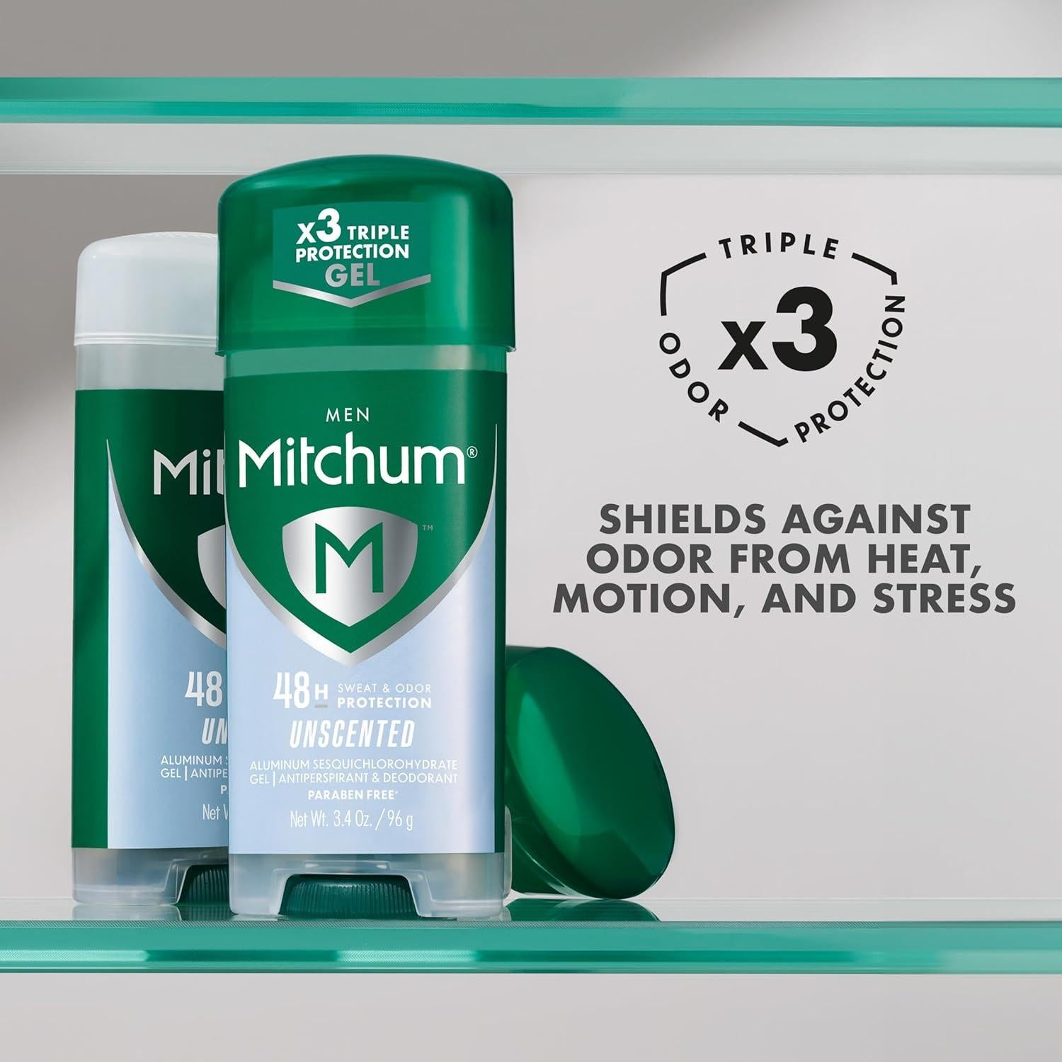 Antitranspirante Gel Mitchum para Hombres 96g Sin Fragancia 2 Pzas