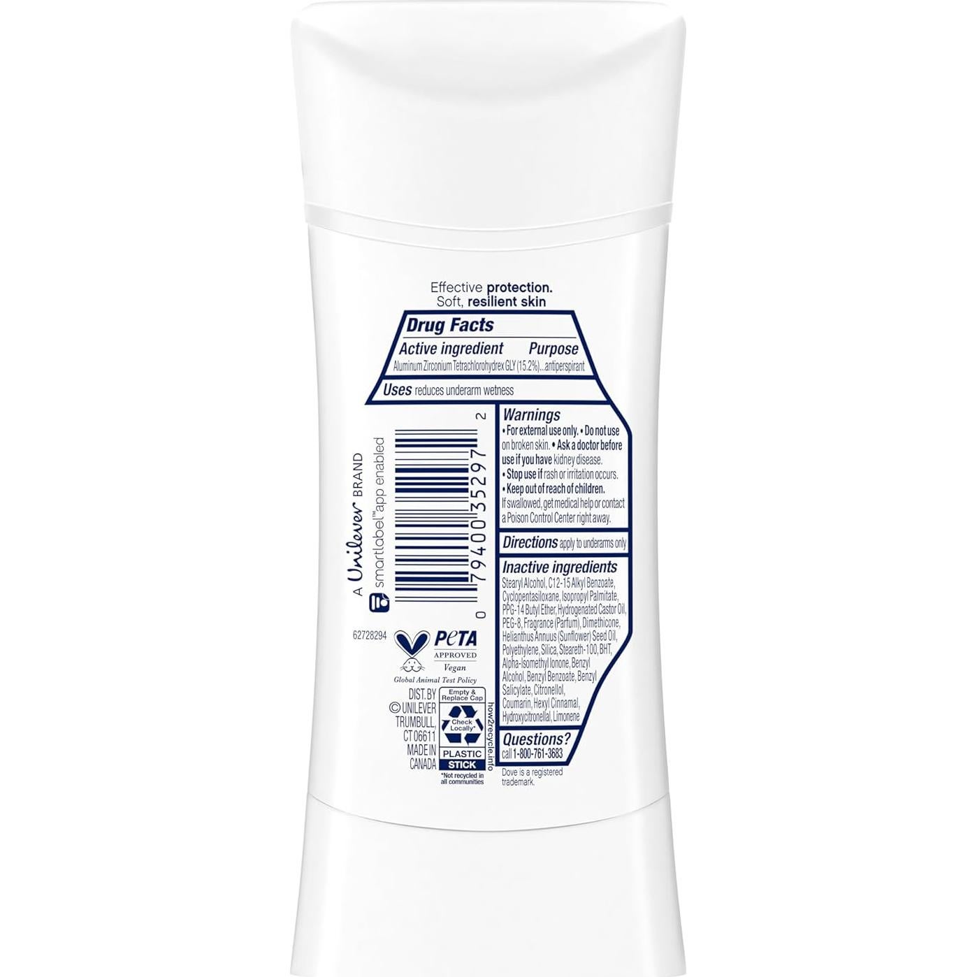 Dove Desodorante Antitranspirante Stick 73.71 g - 4 Unidades Fresco