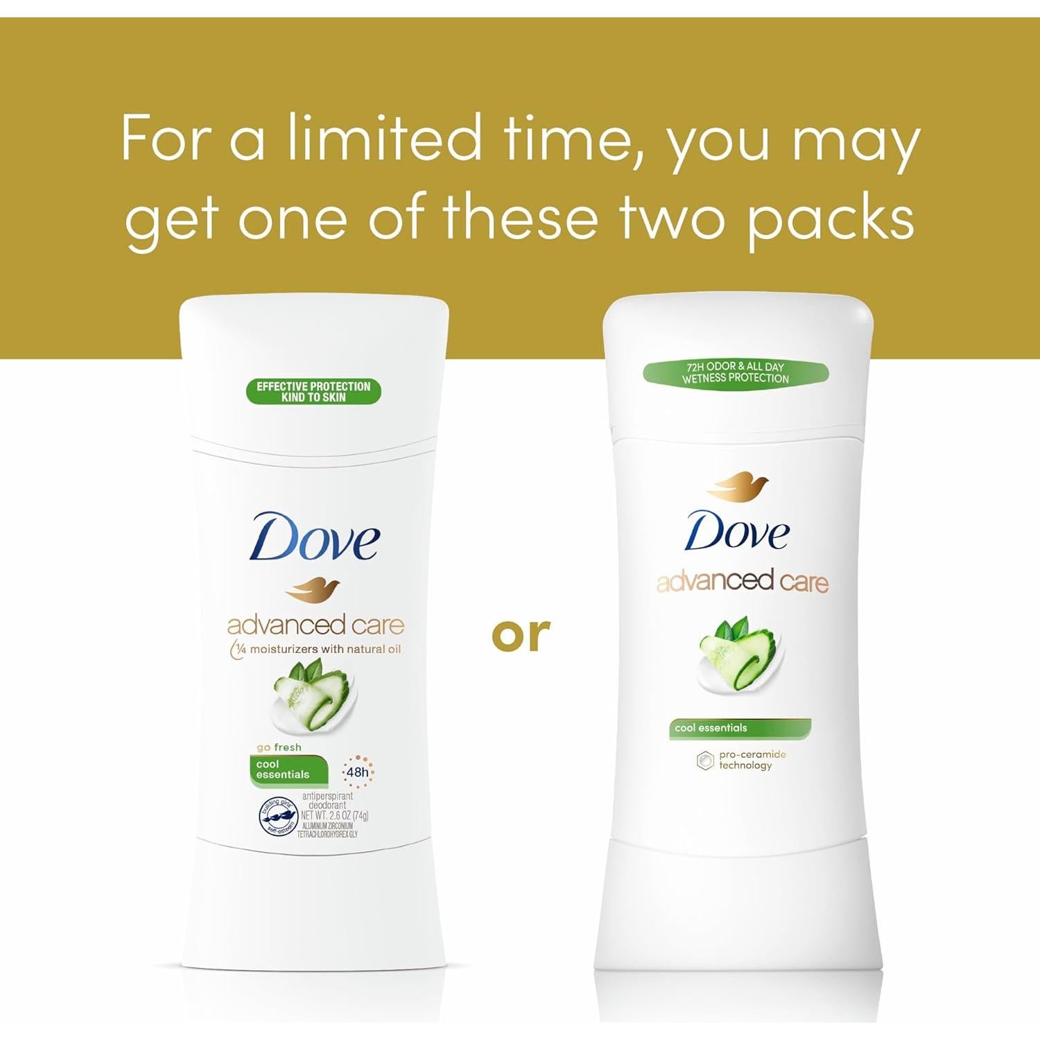 Dove Desodorante Antitranspirante Stick 73.71 g - 4 Unidades Fresco