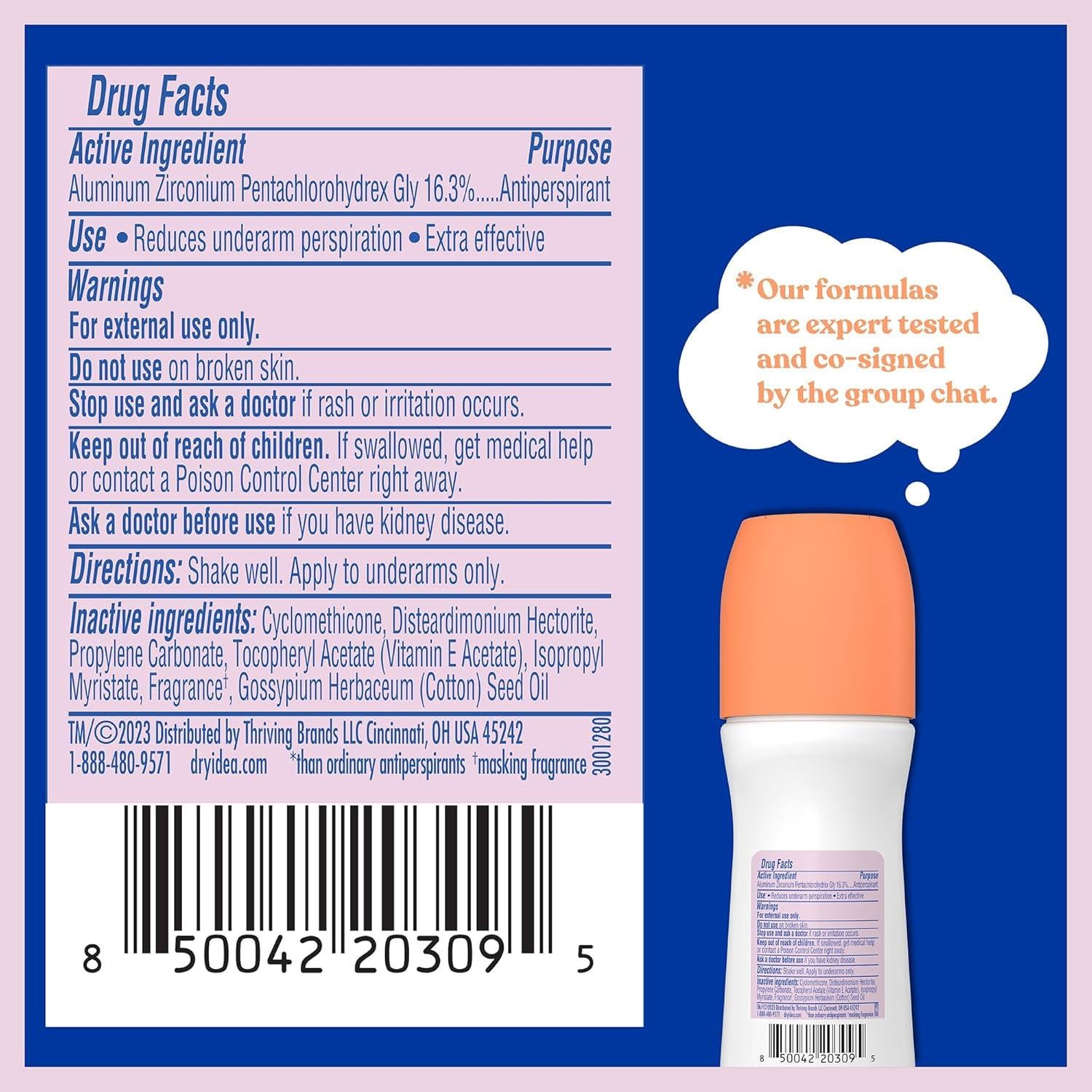 Desodorante Roll-On Dry Idea 92.1 ml | Hipoalergénico Sin Fragancia