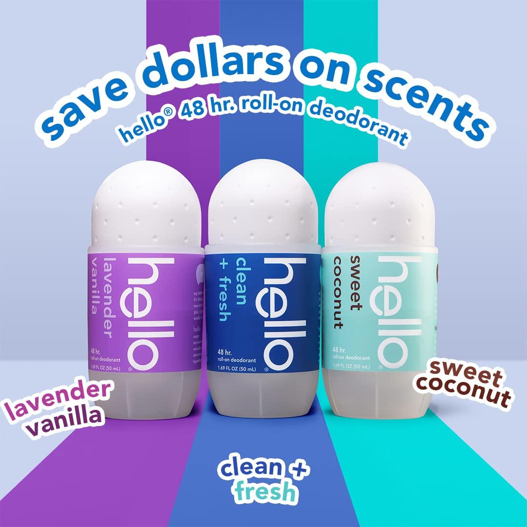 Desodorante Roll On Coco Dulce Hello 48g - Paquete de 2