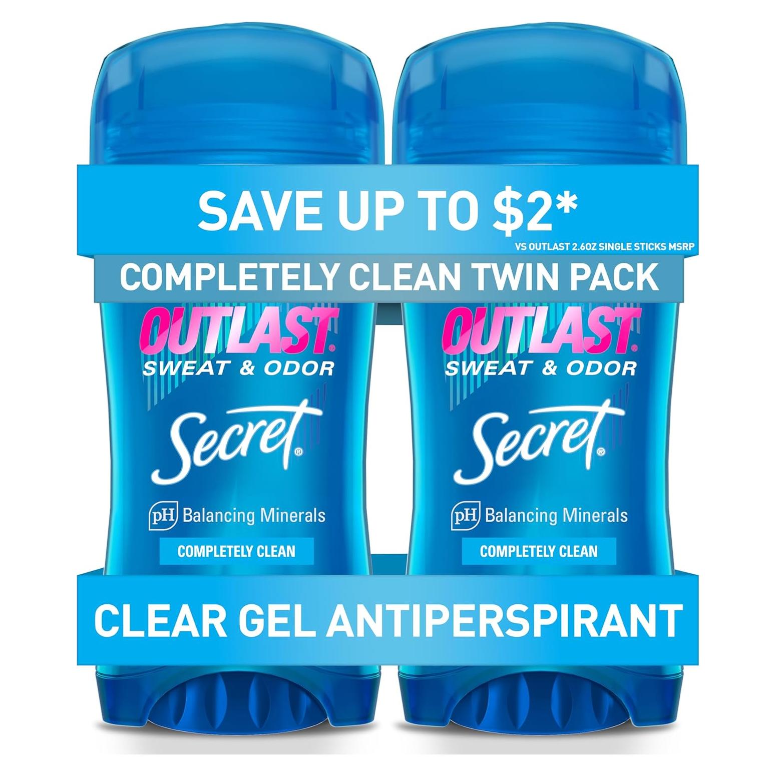 Desodorante Antitranspirante Secret Outlast Mujeres 72h Gel 2 Pack