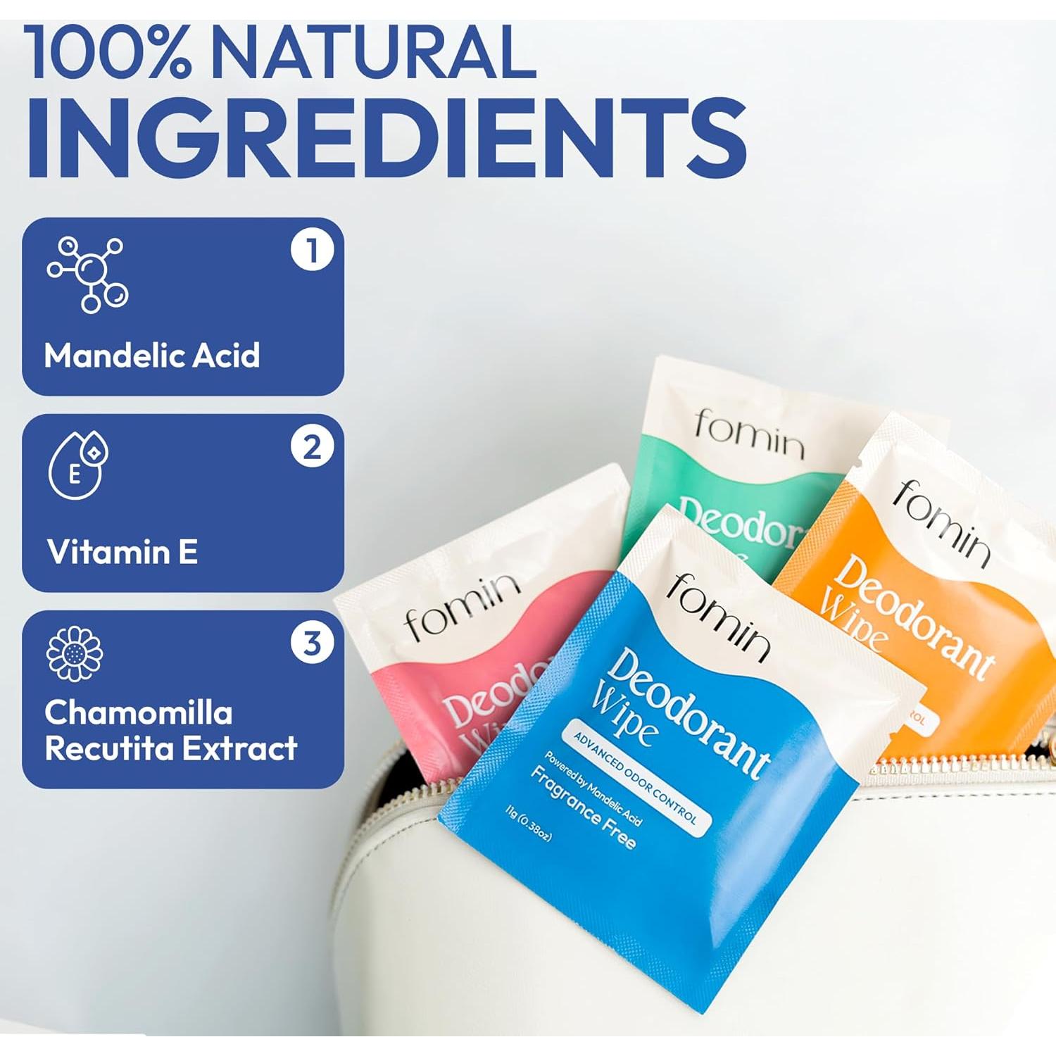 Toallitas Desodorantes Biodegradables Fomin - 30 Unidades Viaje