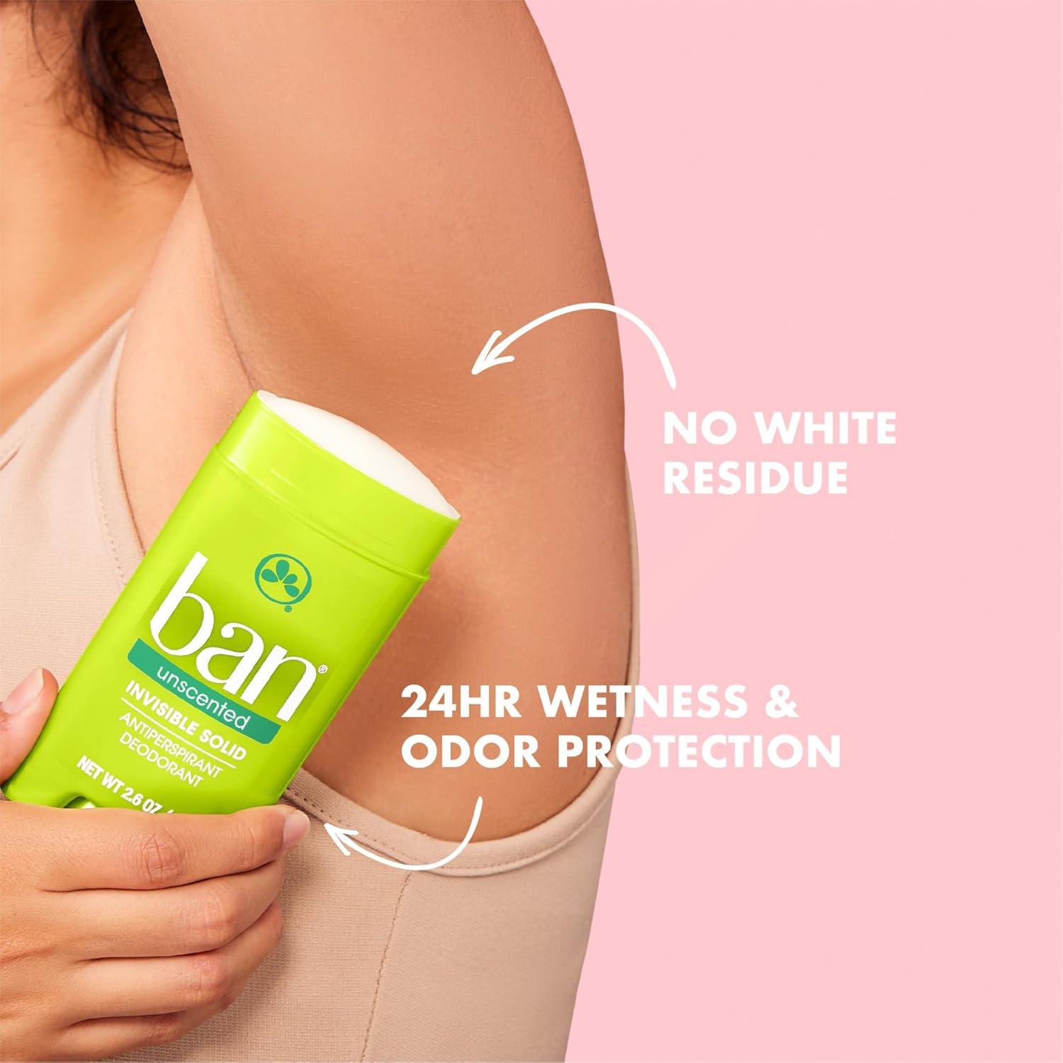 Desodorante Antitranspirante Ban Sólido Invisible Sin Fragancia 4x73.71g