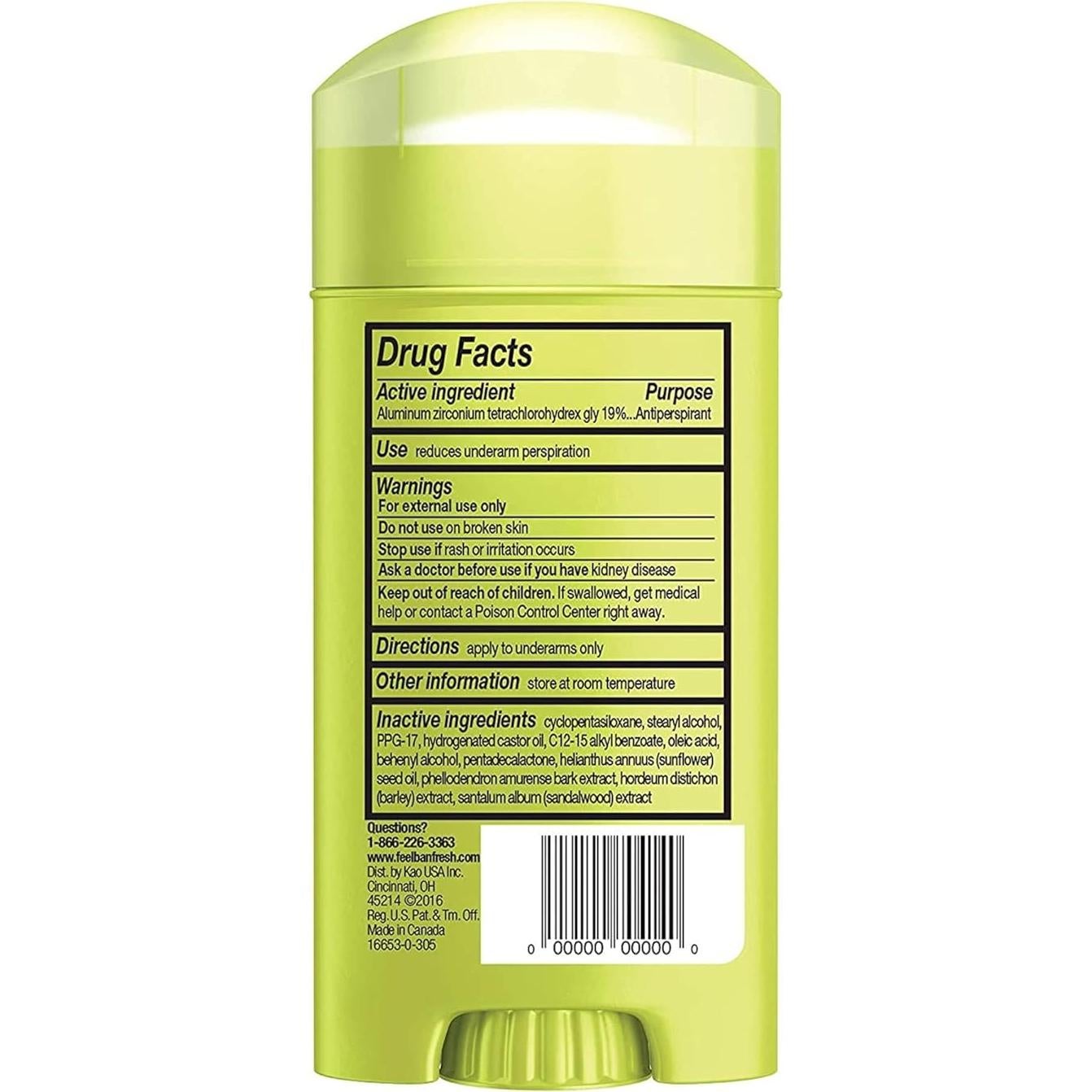 Desodorante Antitranspirante Ban Sólido Invisible Sin Fragancia 4x73.71g