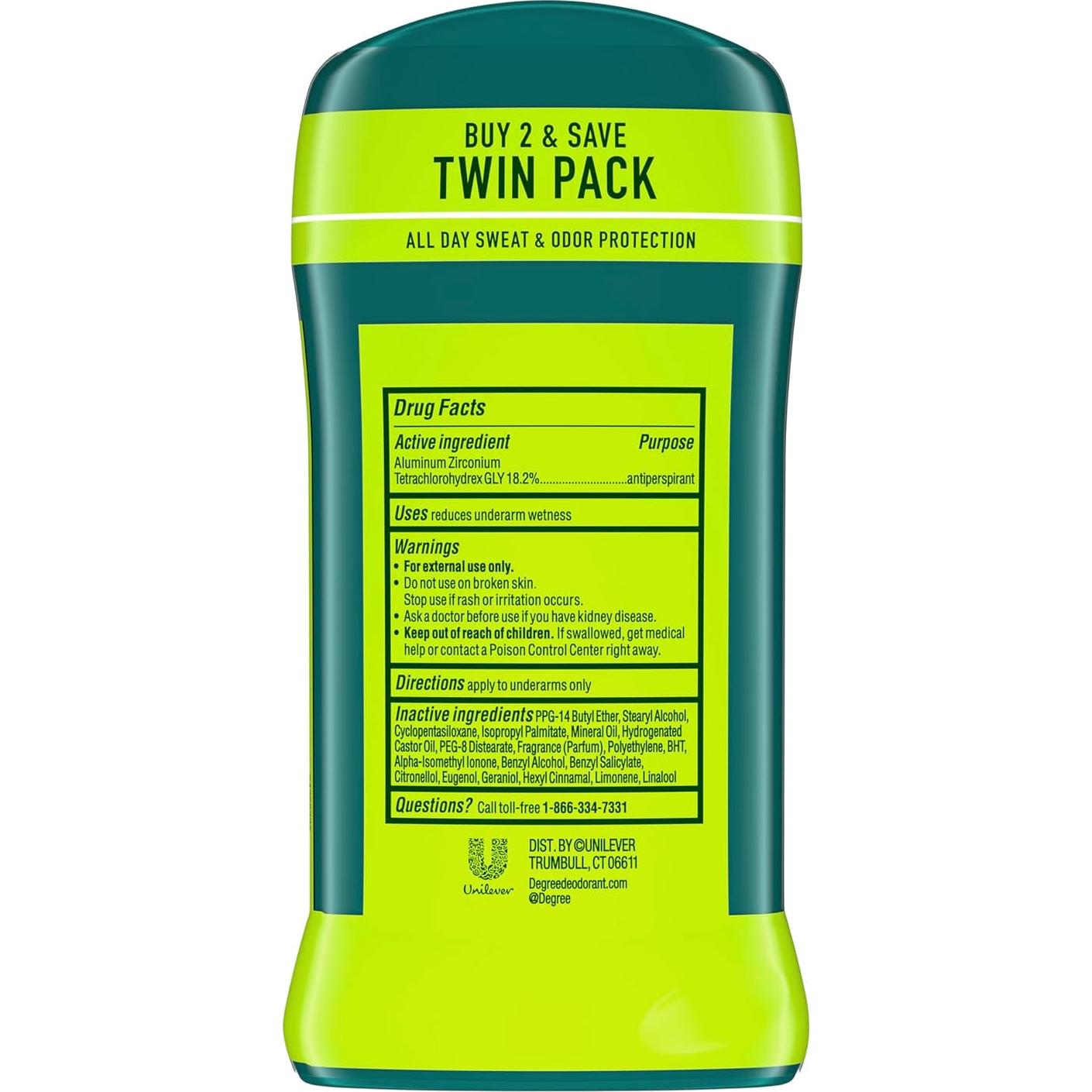 Degree Men Antitranspirante Desodorante 76.5 g Doble Paquete