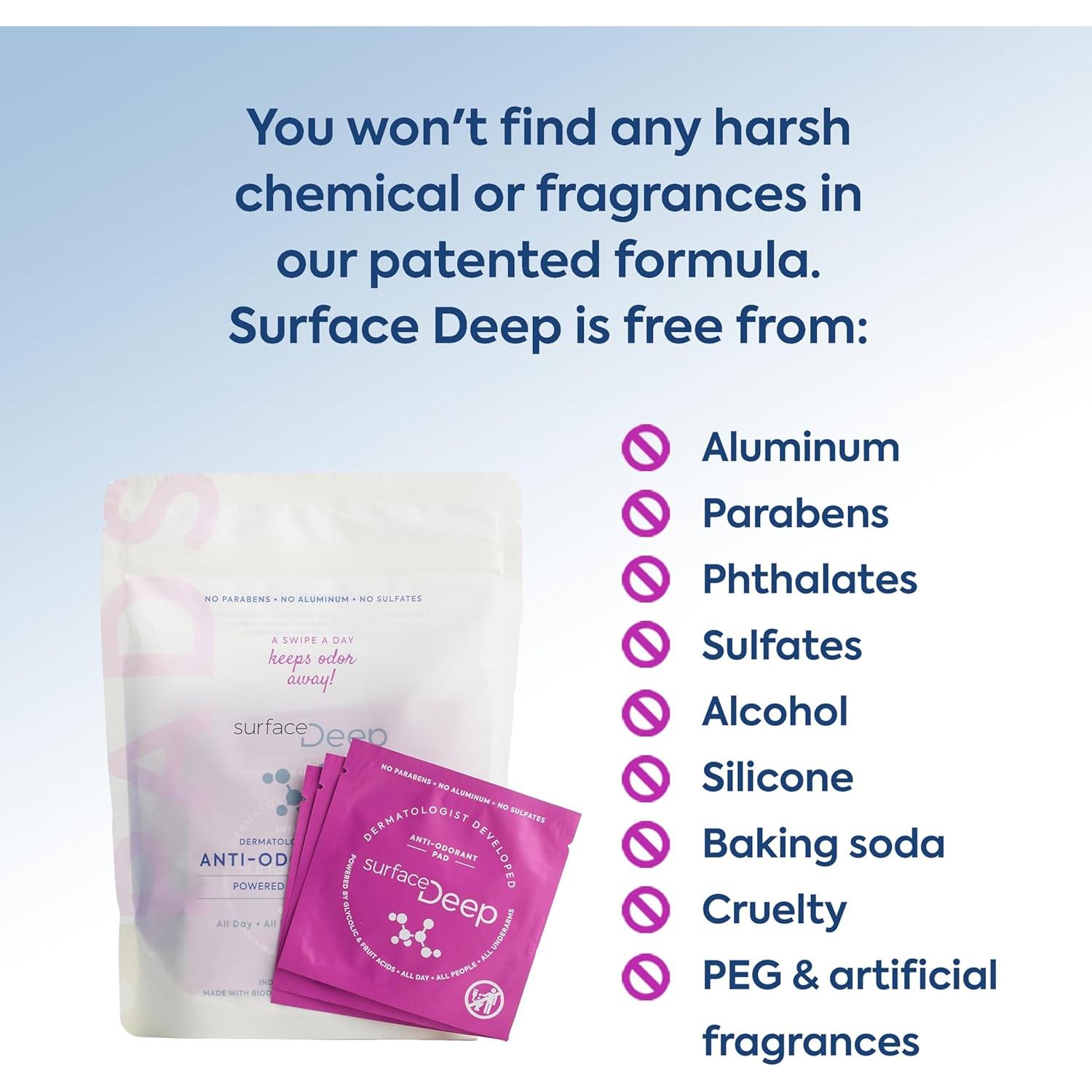 Toallitas Desodorantes Surface Deep 30PK - Natural y Biodegradable