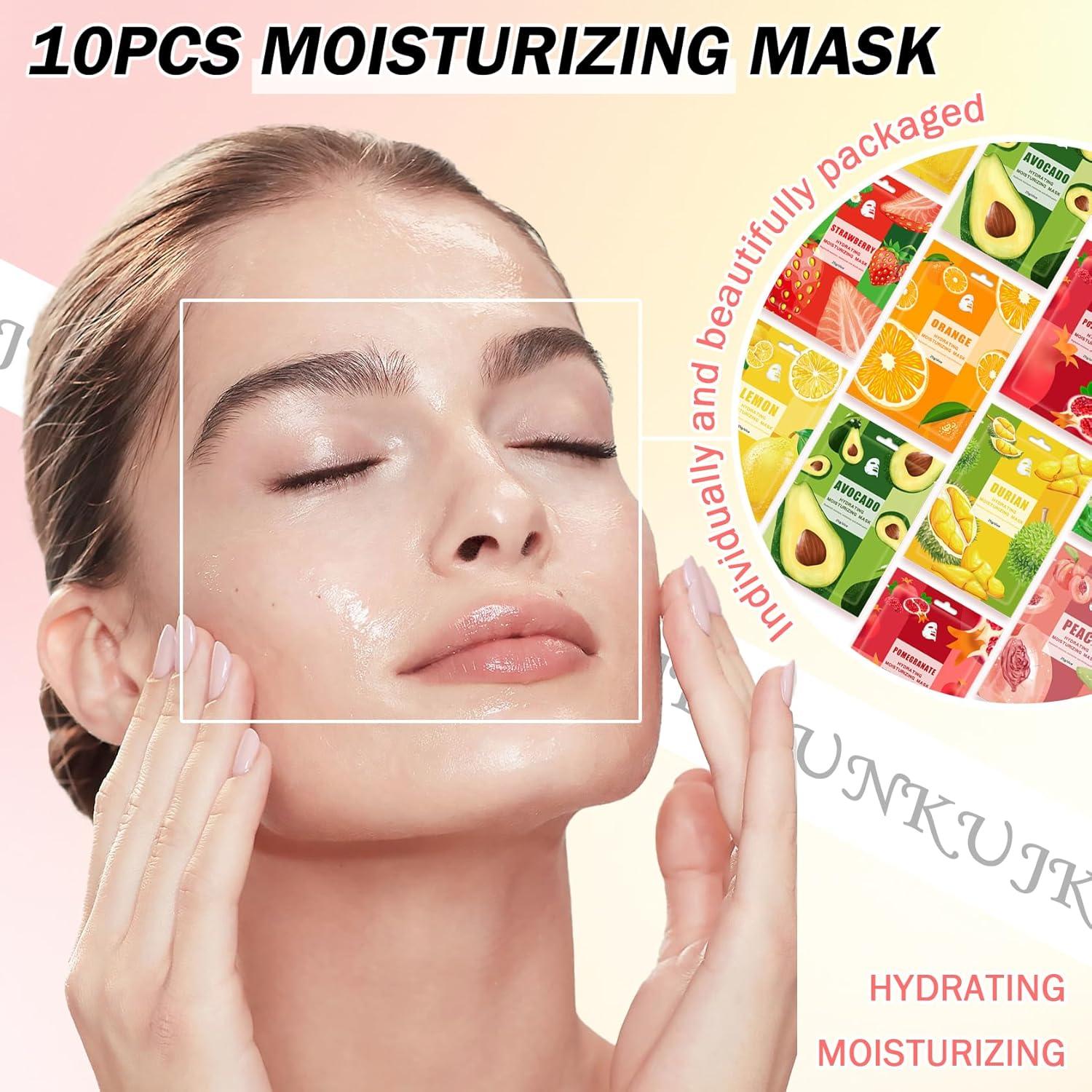 Set de 10 Mascarillas Faciales Hidratantes JunKuJK - Cuidado Piel