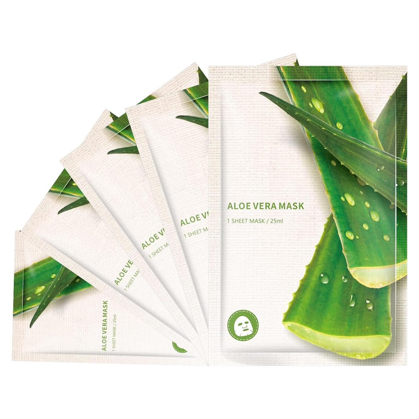 Mascarillas Faciales Hidratantes GUOYAOLIFU Aloe Vera - 5 Paquetes