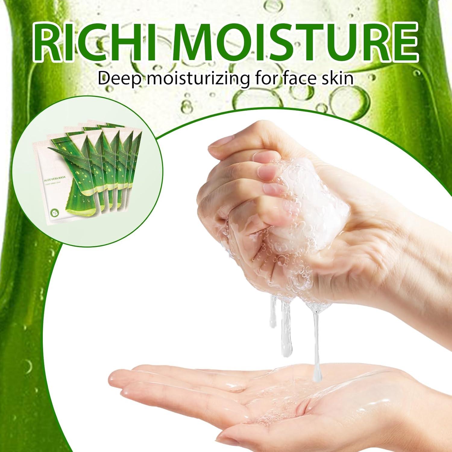 Mascarillas Faciales Hidratantes GUOYAOLIFU Aloe Vera - 5 Paquetes