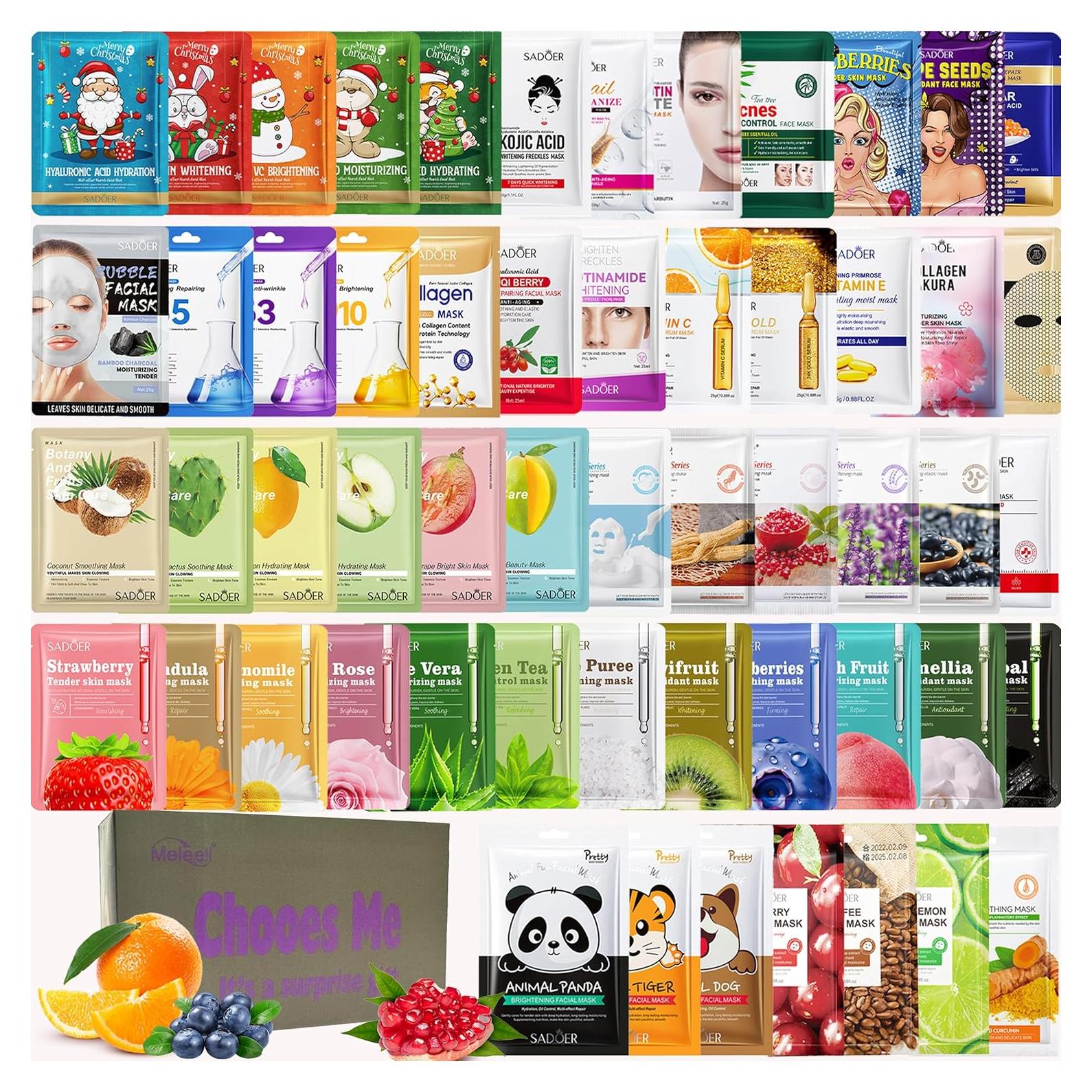 55 Mascarillas Faciales Hidratantes Meleell para Piel Sensible