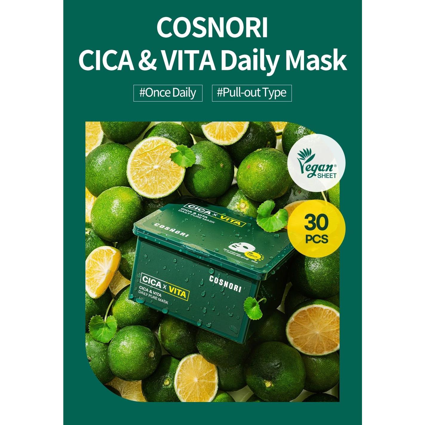 COSNORI Máscara Diaria Vegana Cica & Vita - 30 Hojas 348ml