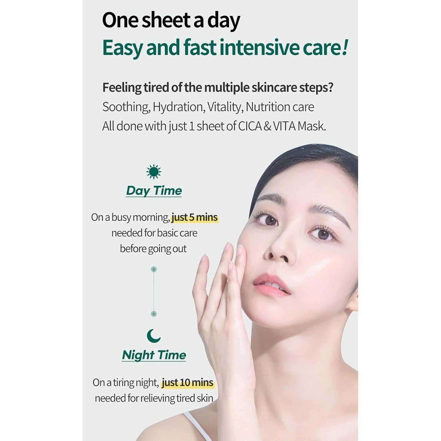 COSNORI Máscara Diaria Vegana Cica & Vita - 30 Hojas 348ml