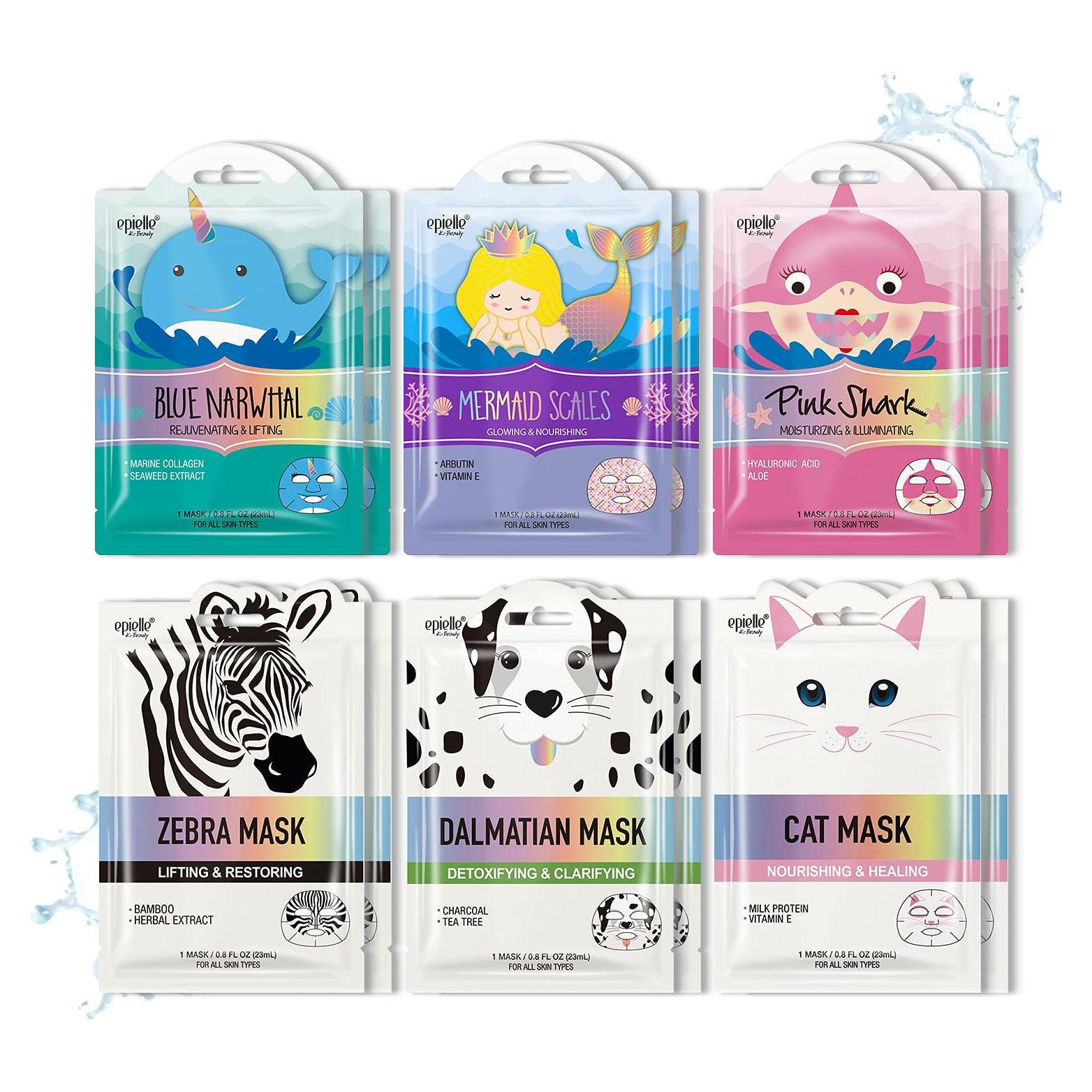 Máscaras Faciales Hidratantes Epielle - Paquete de 12 Personajes