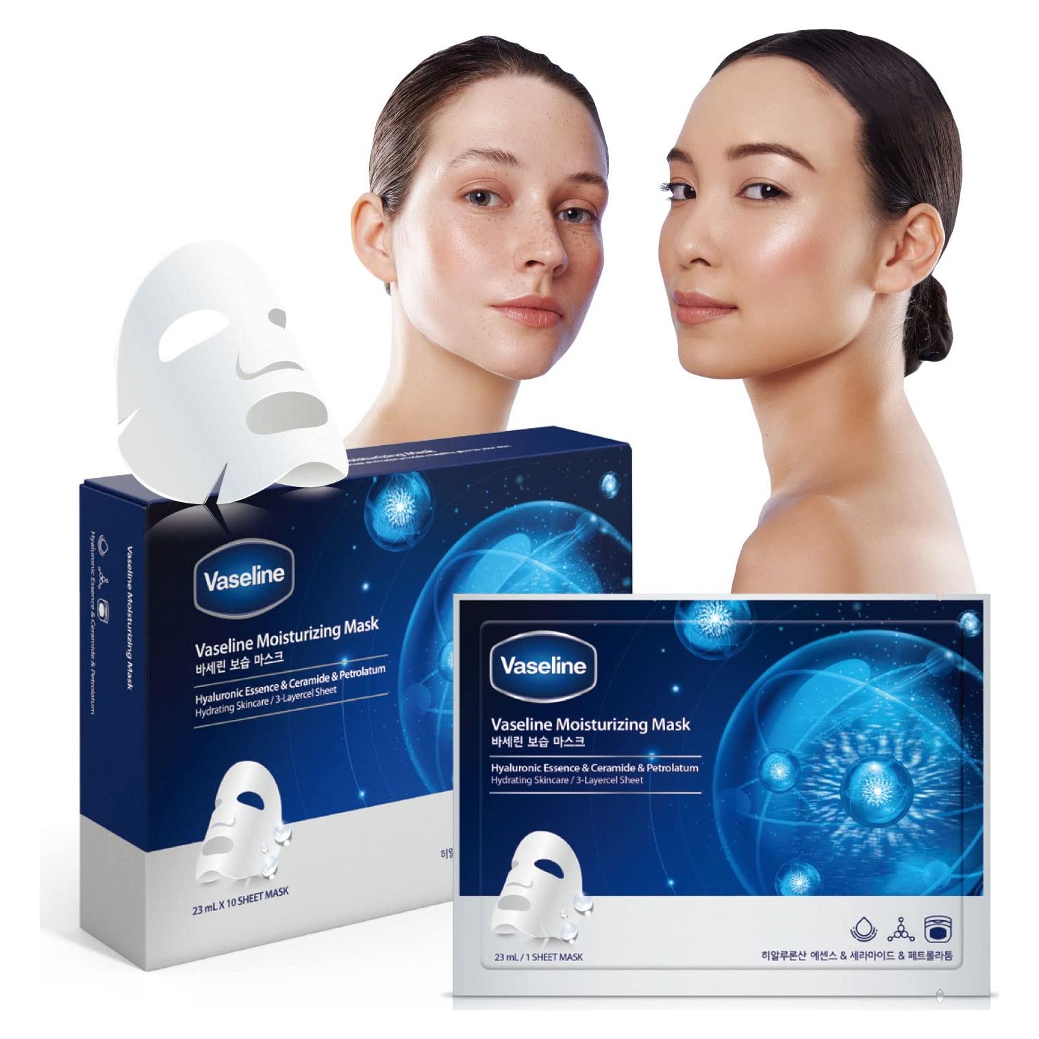 Mascarilla Facial Hidratante Vaseline 10 Unidades - Hidratación y Barrera Cutánea