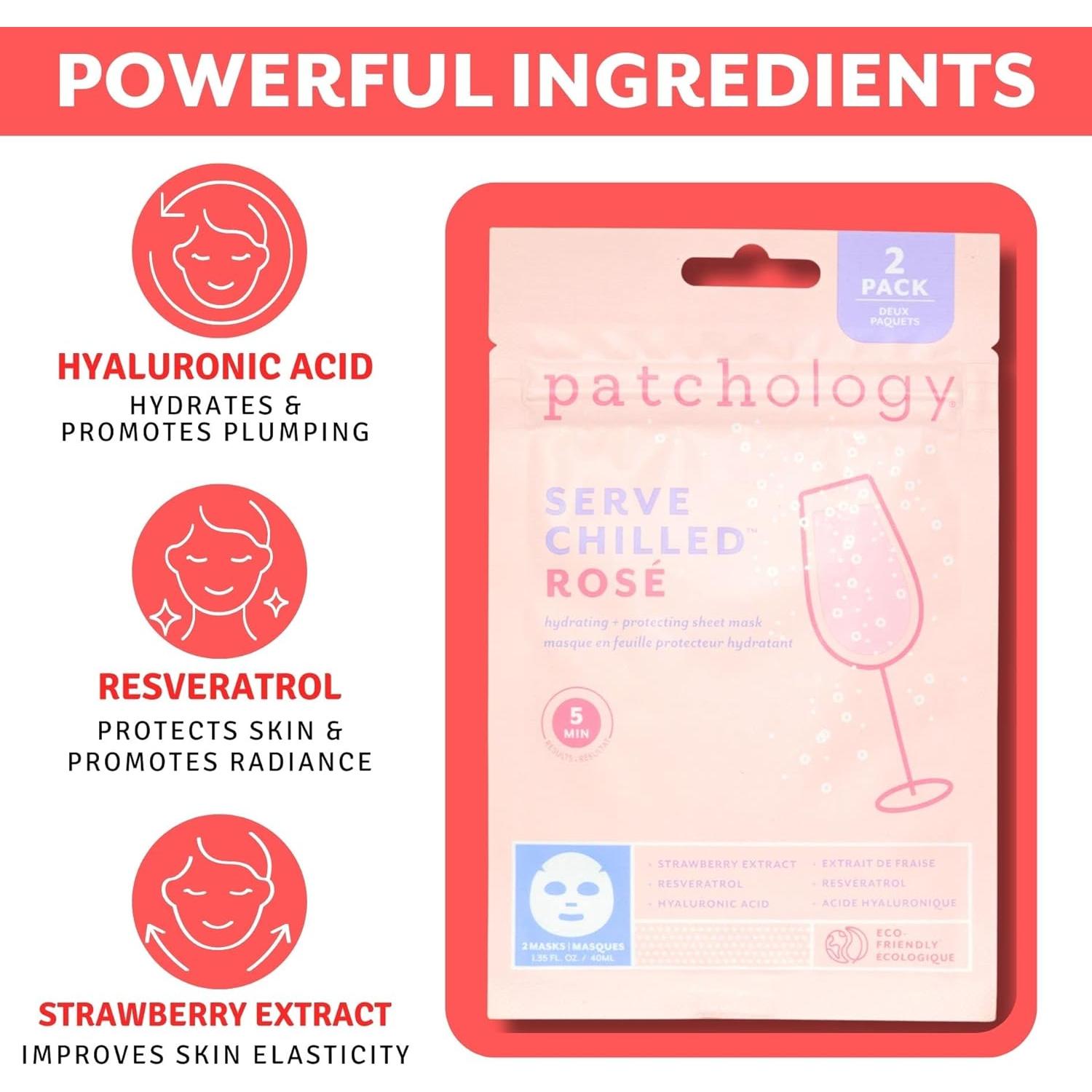 Mascarilla Facial Hidratante Patchology con Ácido Hialurónico - 2 Pares