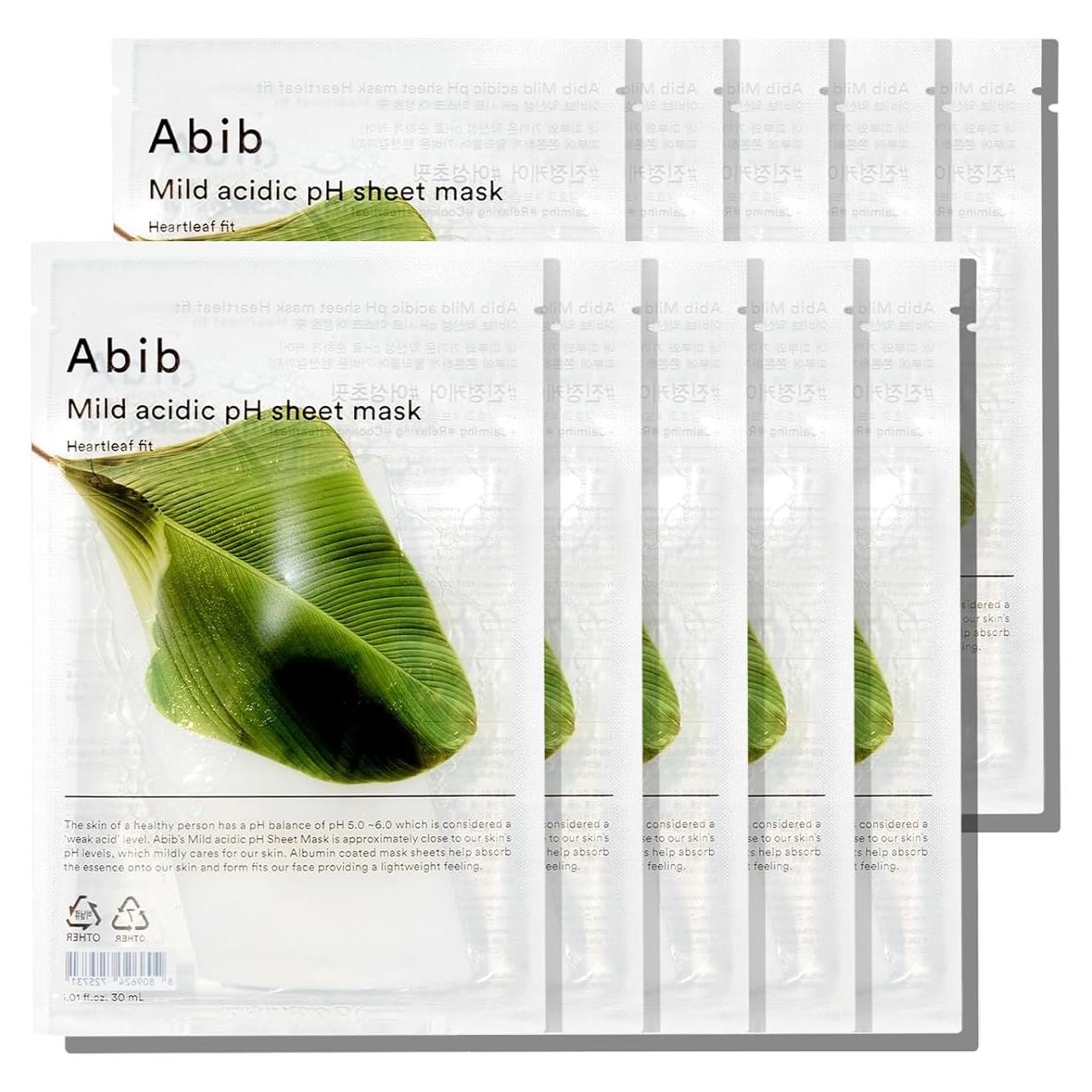 Mascarilla de hoja Abib Heartleaf Fit 30ml - 10 piezas