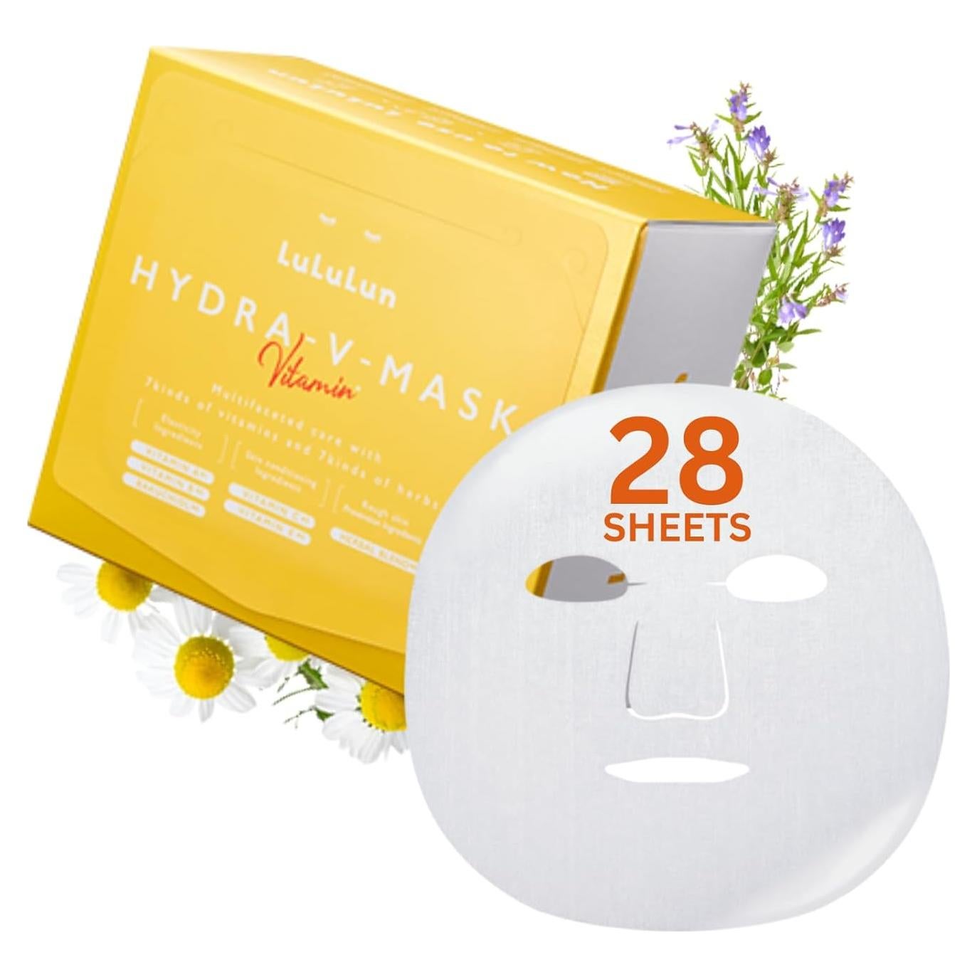 Mascarilla Facial Lululun HYDRA V 28 Hojas Vitamina C y Hierbas