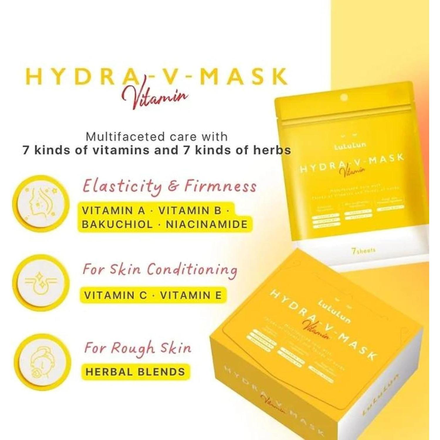 Mascarilla Facial Lululun HYDRA V 28 Hojas Vitamina C y Hierbas