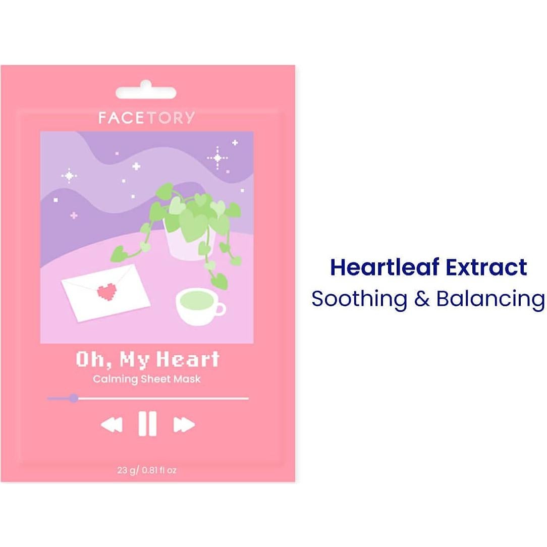 Mascarilla Facial Calmante FaceTory - 5 Paquetes para Piel Grasa