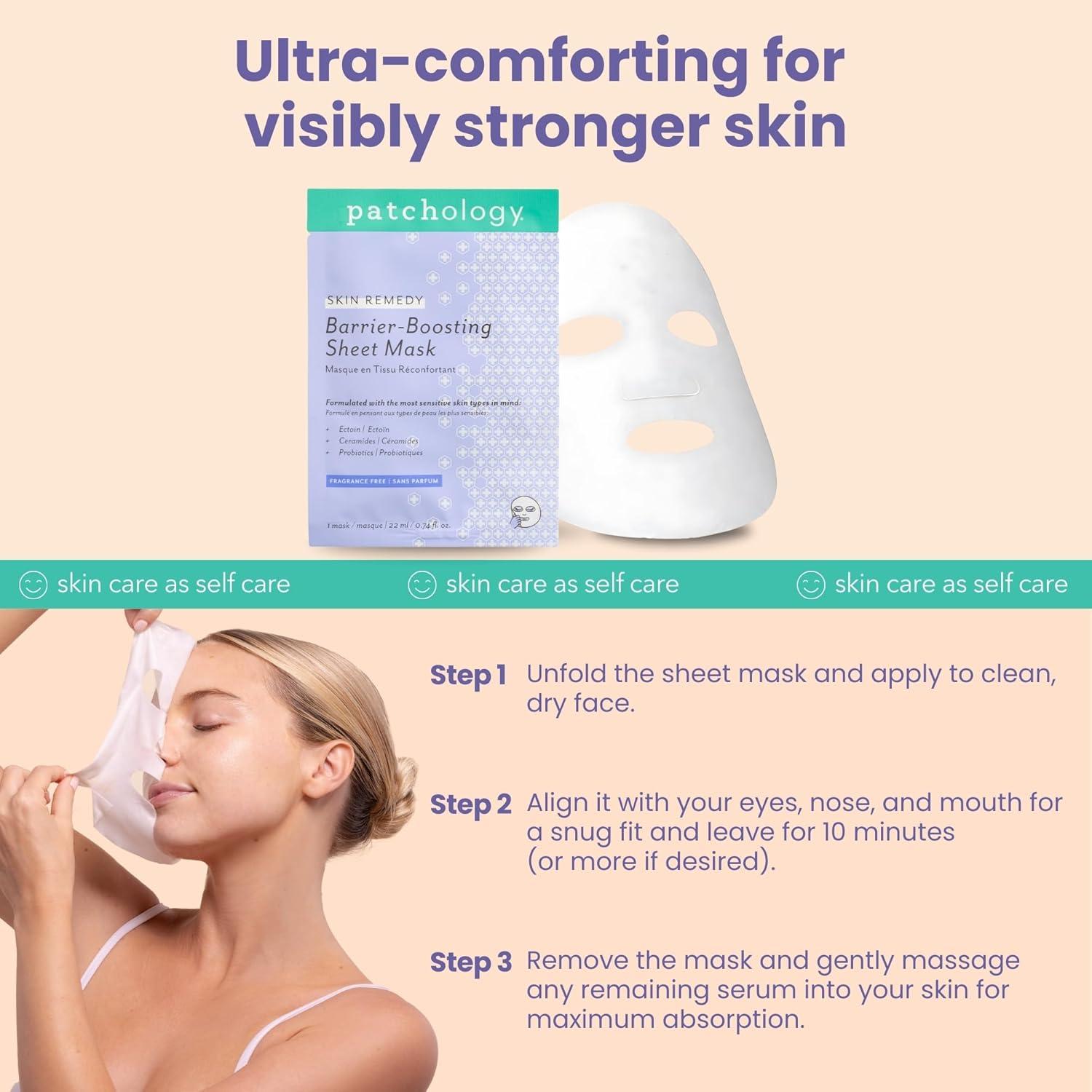 Mascarilla Facial Patchology Skin Remedy - Hidratante con Ectoin y Ceramidas - Apta para Piel Sensible