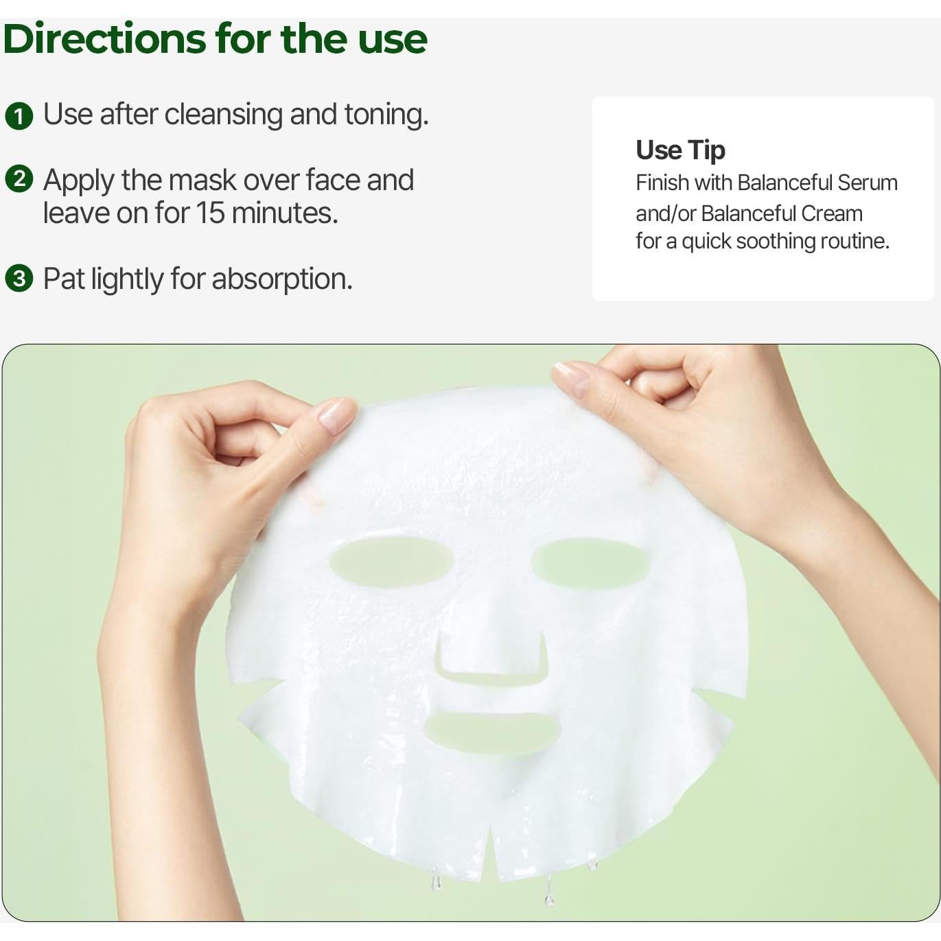 Máscara Facial Torriden Balanceful Cica 10 Hojas 5D Ácido Hialurónico