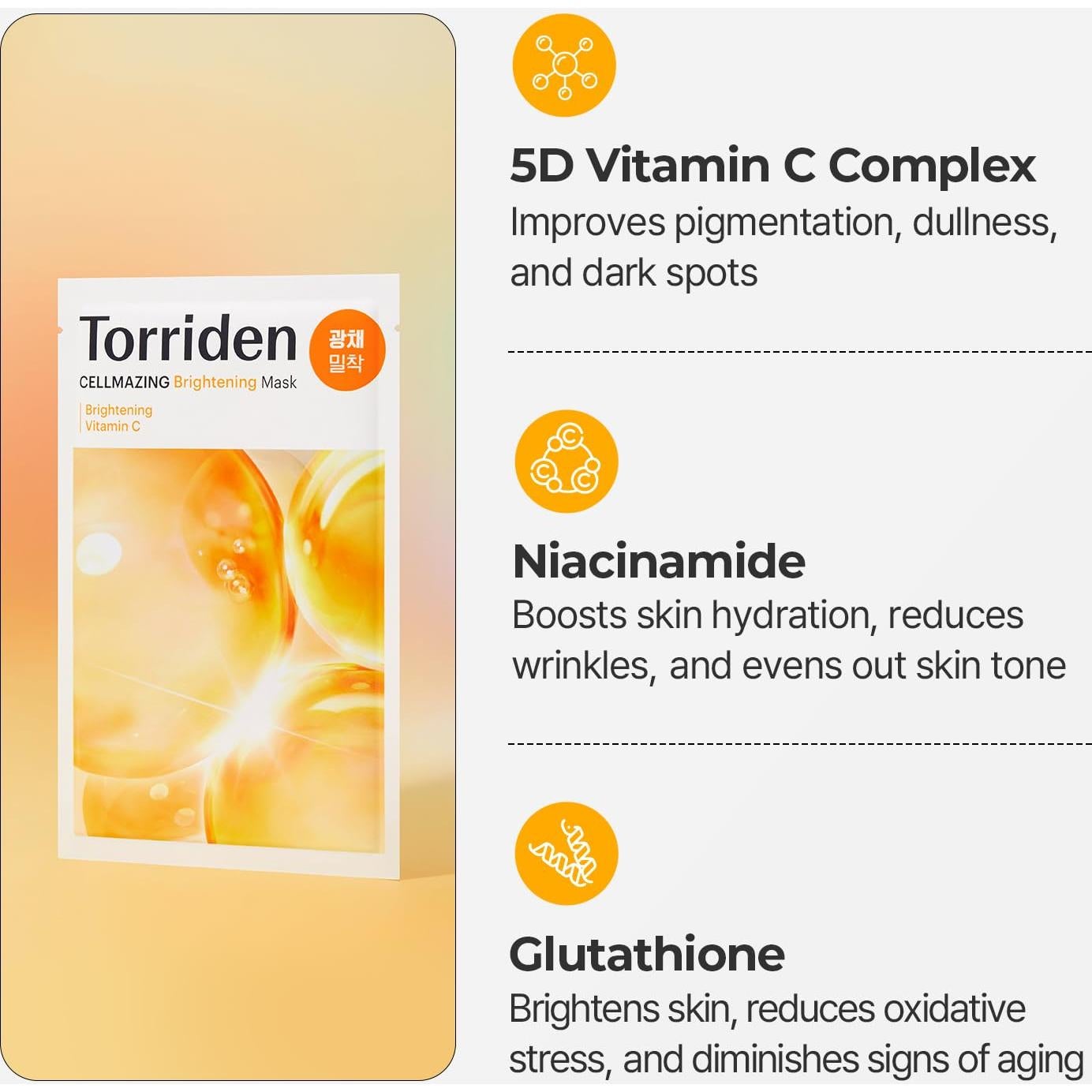 Mascarilla Facial Torriden CELLMAZING Vita C - 10 Hojas