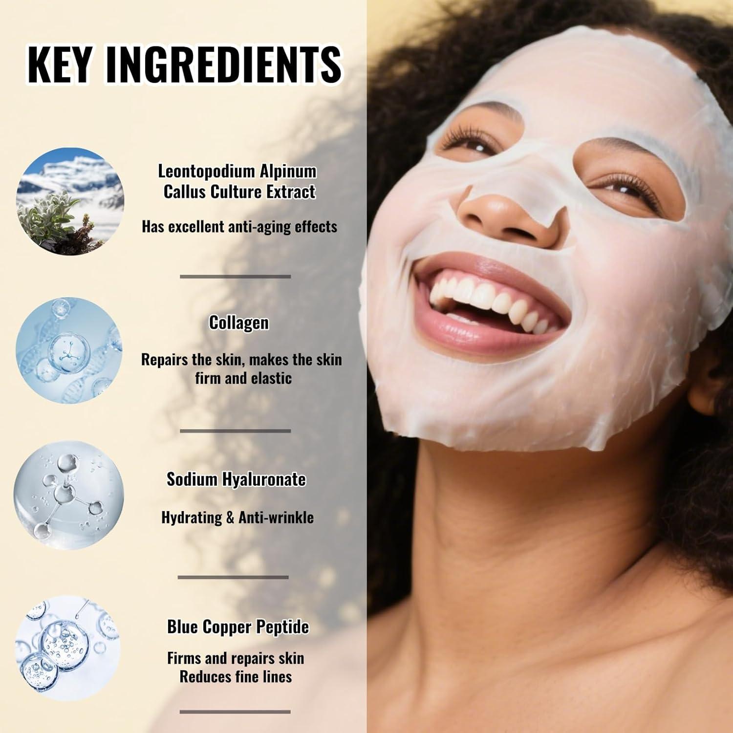 Mascarilla Facial Hidratante Edelweiss 4 Unidades con Colágeno